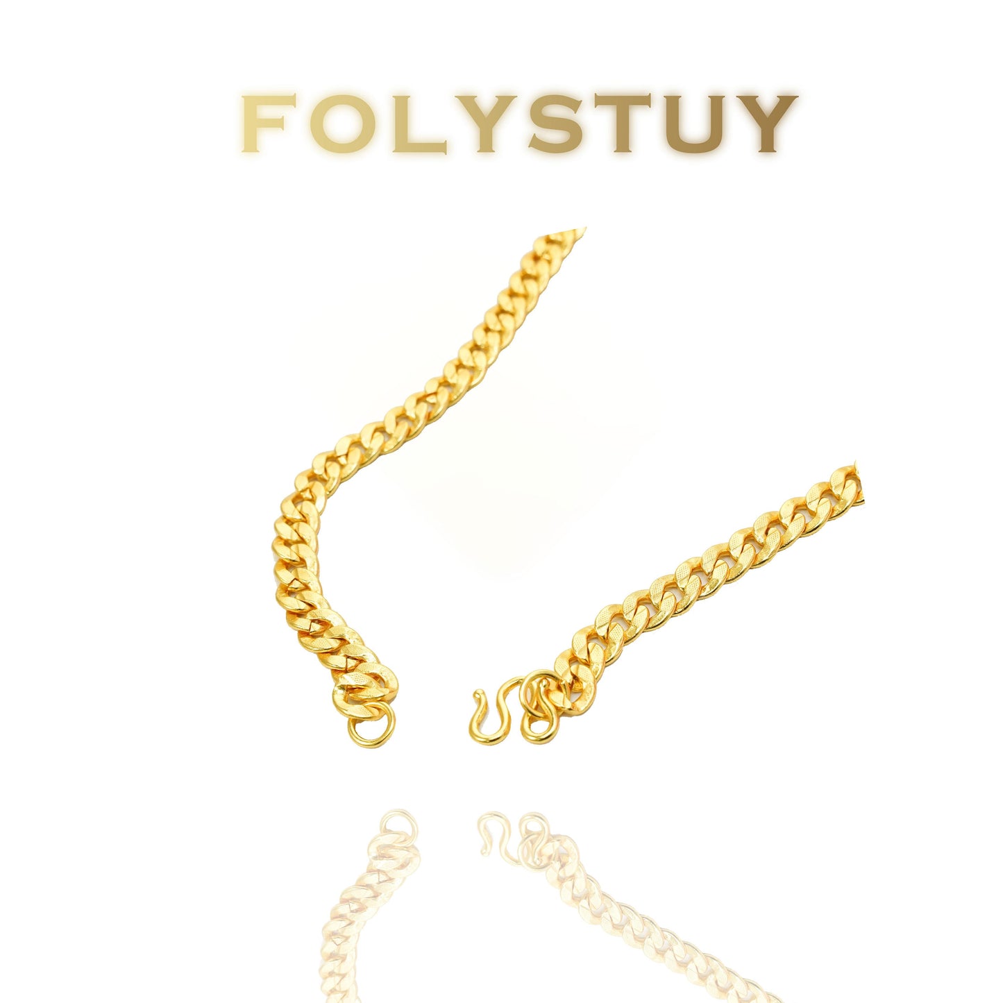 【FOLYSTUY(YNY06+YNW14)】24k gold filled Cuban Chain Set Hip Hop Necklace