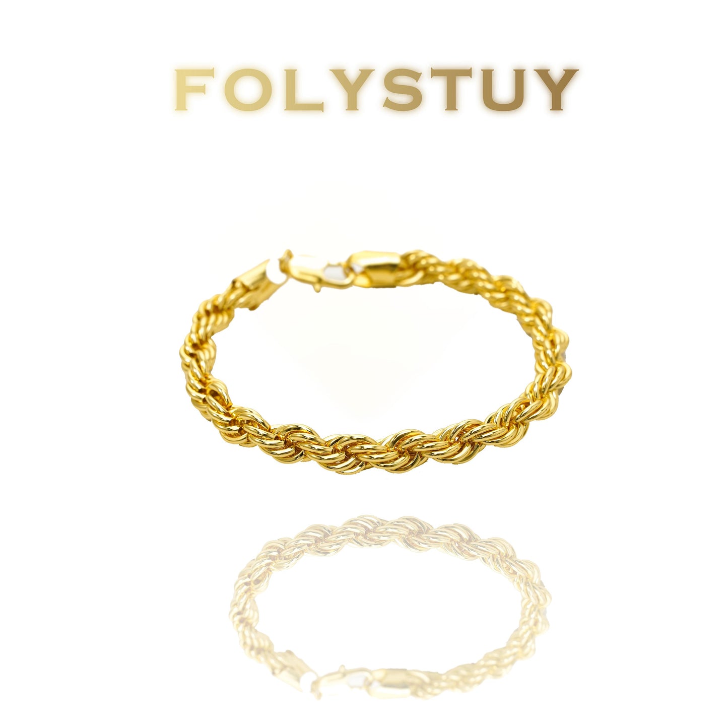 【FOLYSTUY(W164)】24k gold filled Twisted Rope - Style Hand Chain