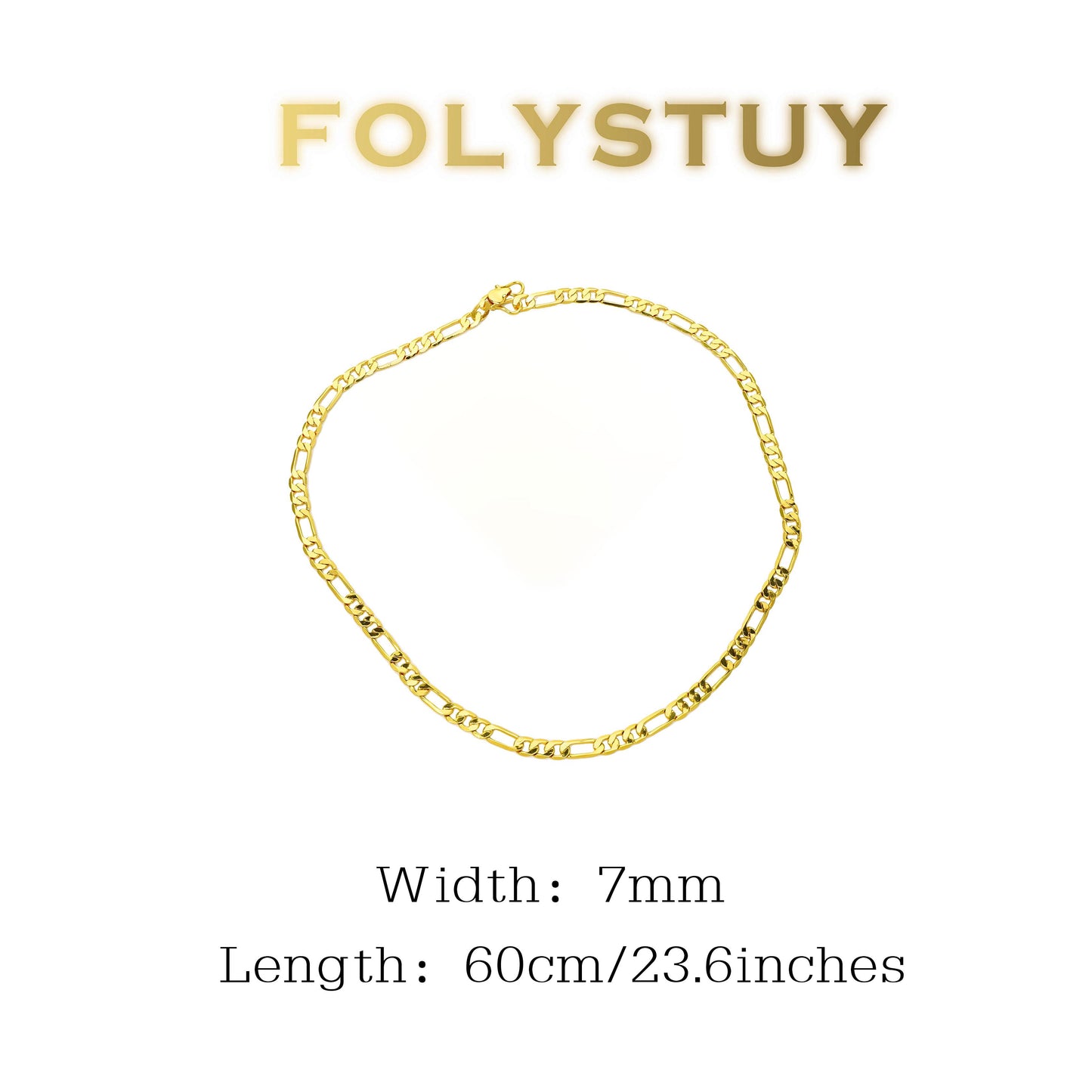 【FOLYSTUY (Y128)】24k gold filled Figaro Necklace