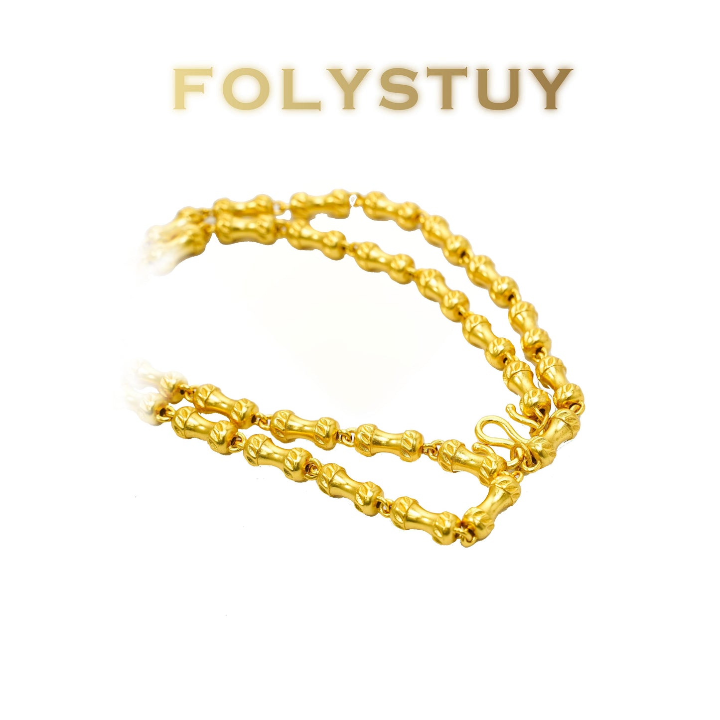【FOLYSTUY(YNY08)】24k gold filled Bamboo Necklace Hip Hop Necklace