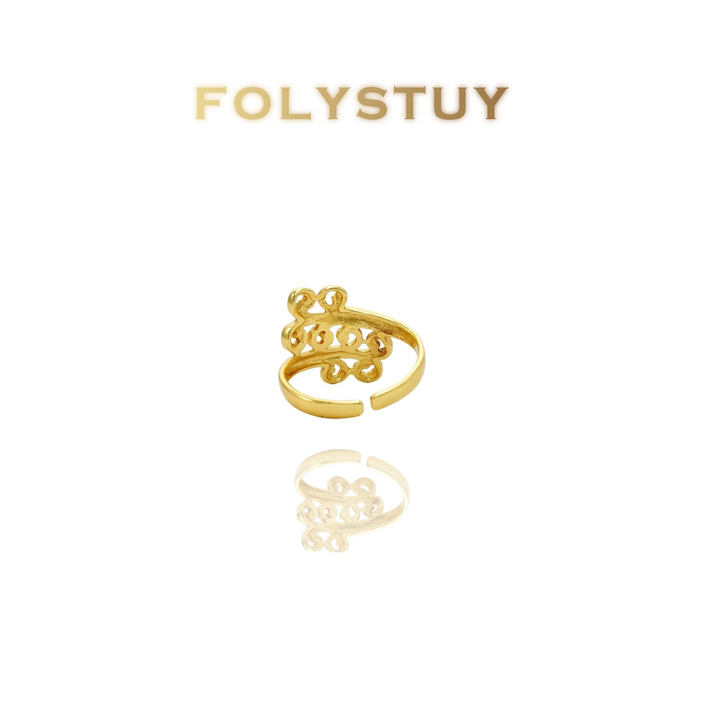 【FOLYSTUY(YNZ44)】24k gold filled Romantic Flower Ring