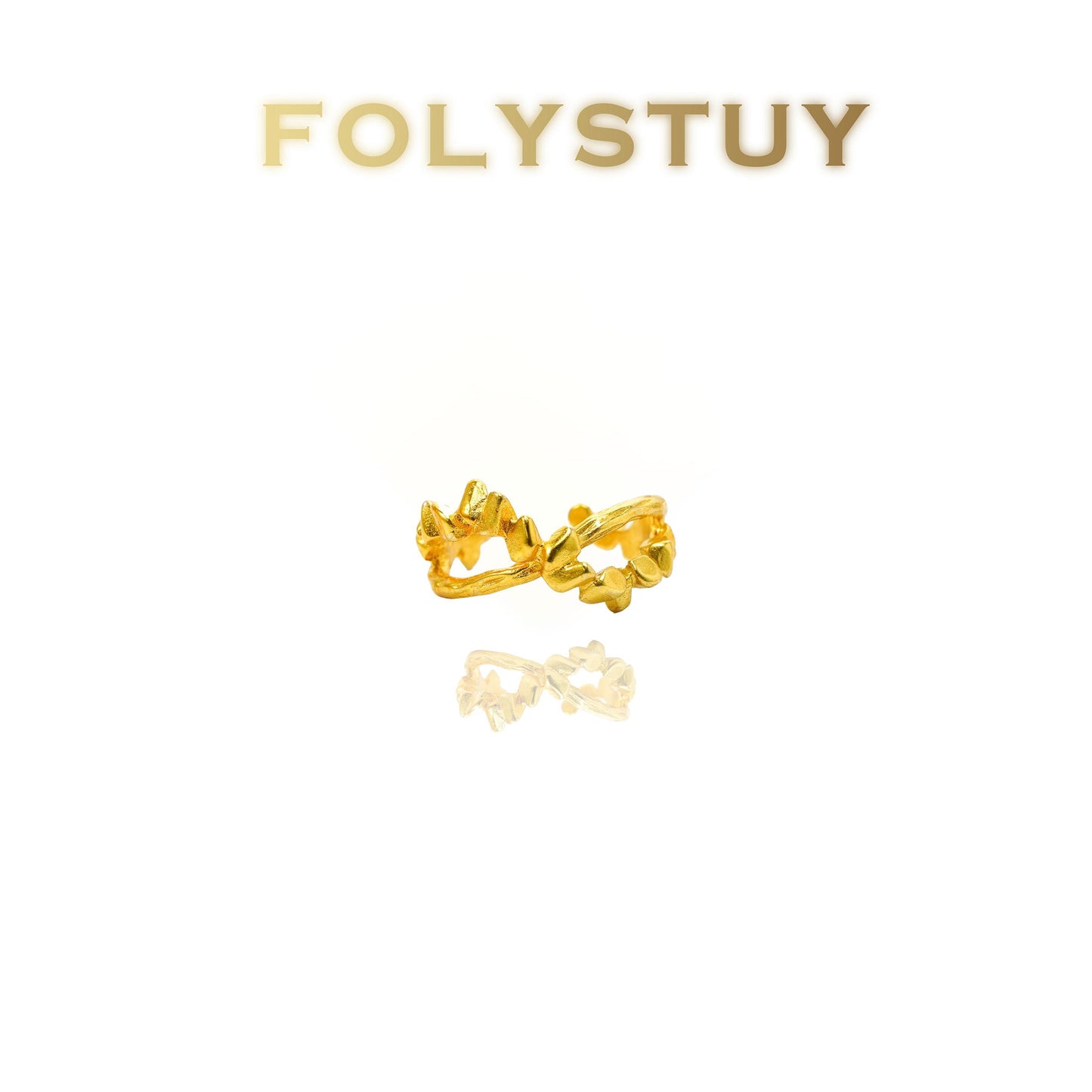 【FOLYSTUY(YNZ43)】24k gold filled Fashion Forward Chunky Link Open Ring