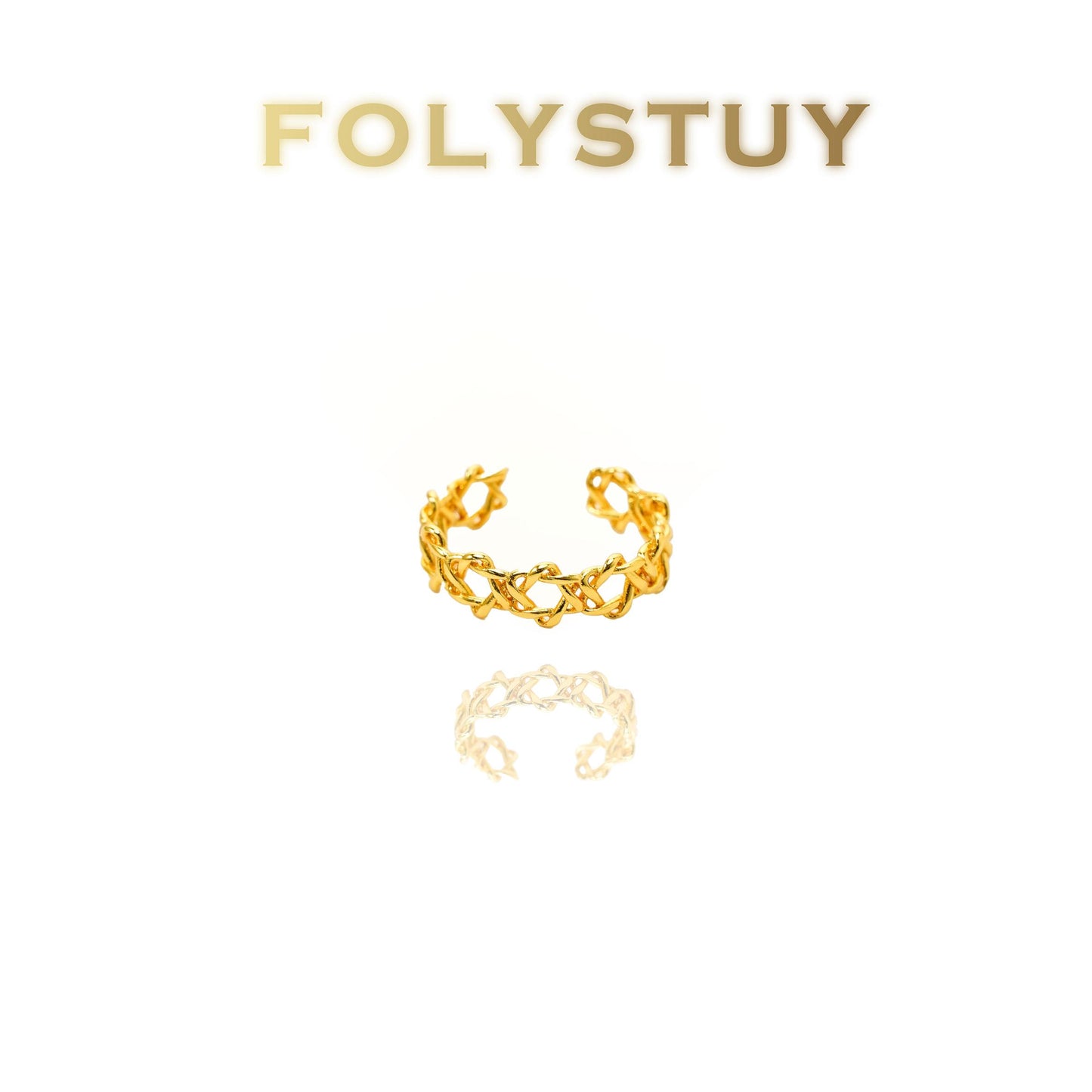 【FOLYSTUY(YNZ40)】24k gold filled Gorgeous Hexagram Star Ring