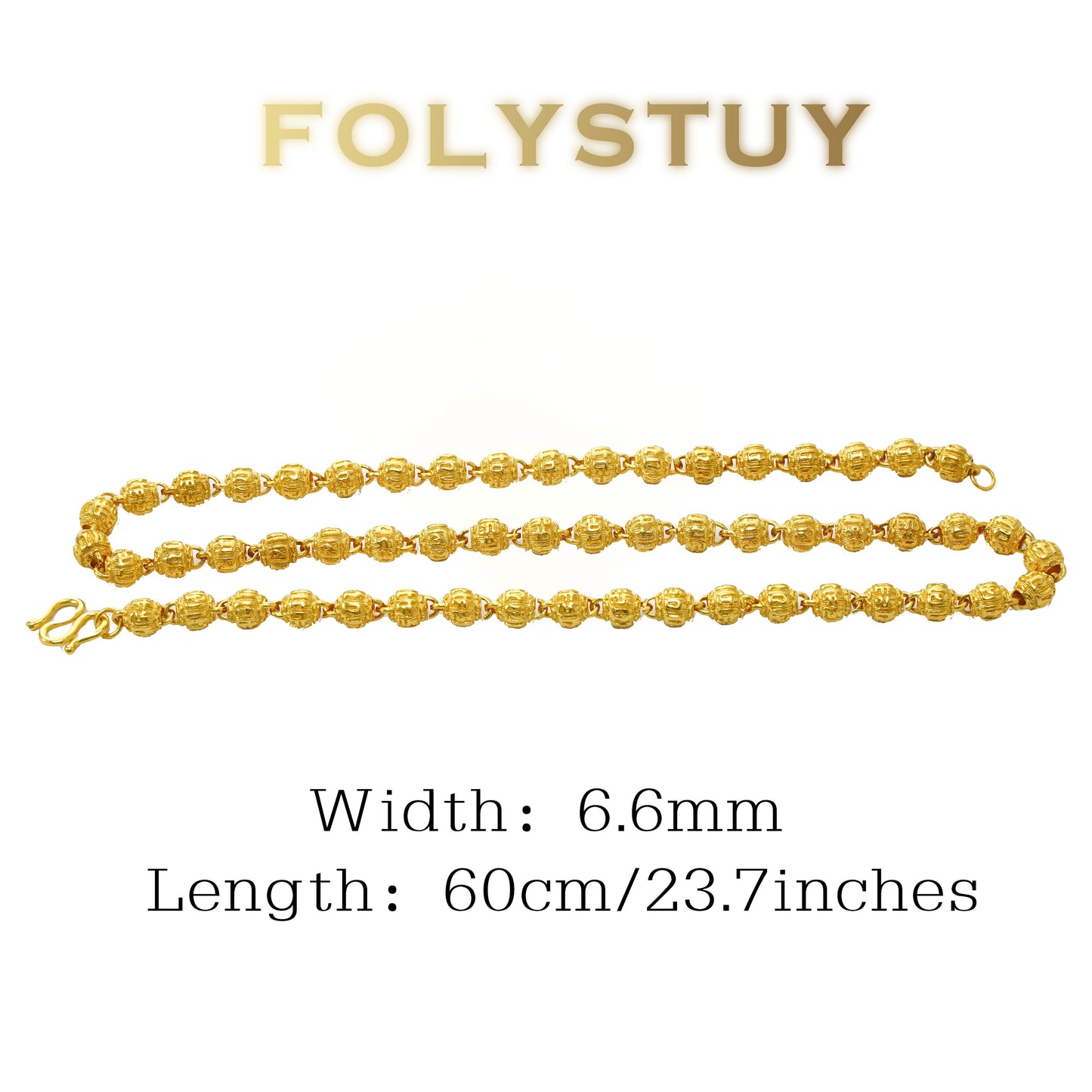 【FOLYSTUY(YNY09)】24k gold filled Bead Necklace Hip Hop Necklace