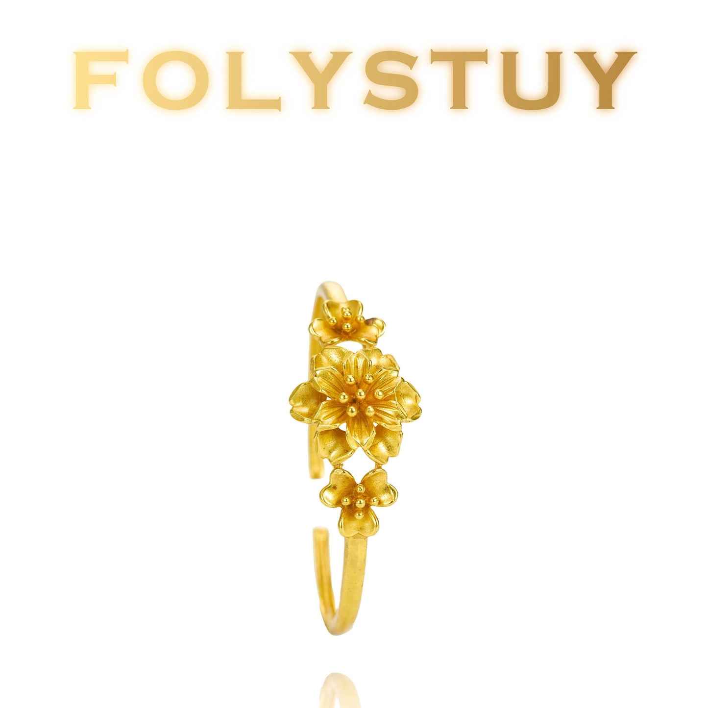 FOLYSTUY (YNT01) 24k gold filled Flower Bangle
