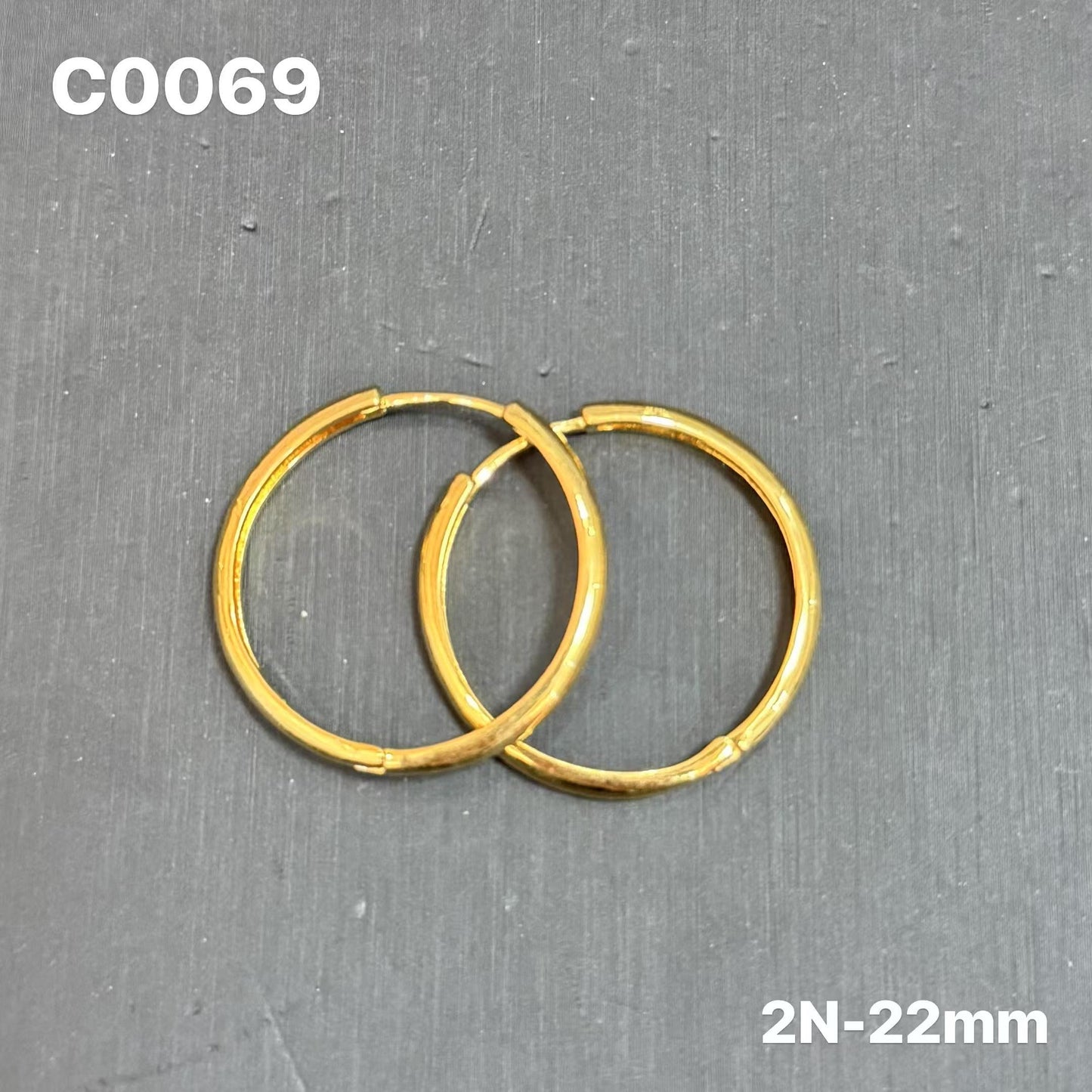 【FOLYSTUY (C69)】24k gold filled Plain hoop earrings