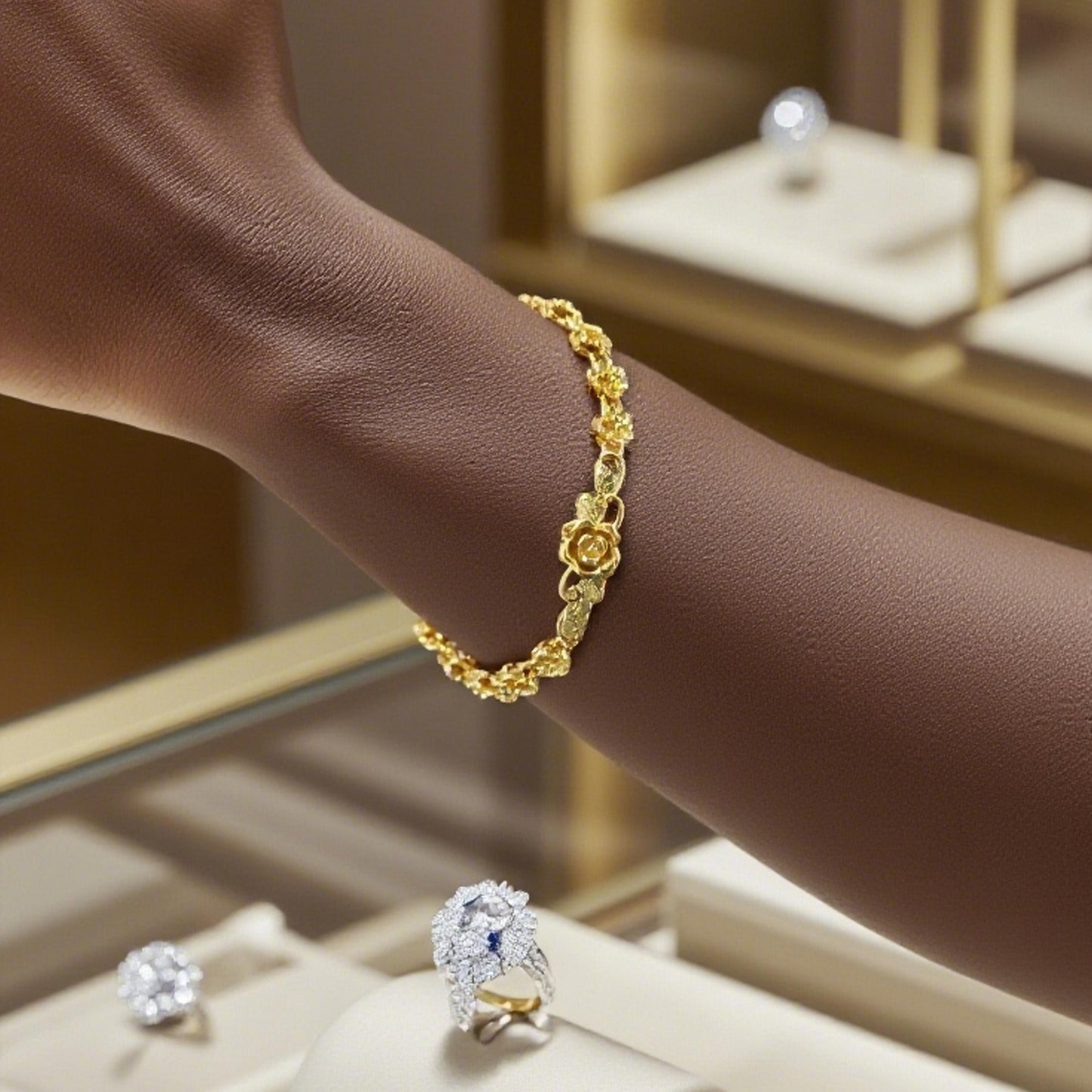 【FOLYSTUY (YNW10)】24k gold filled Elegant Flower Bracelet
