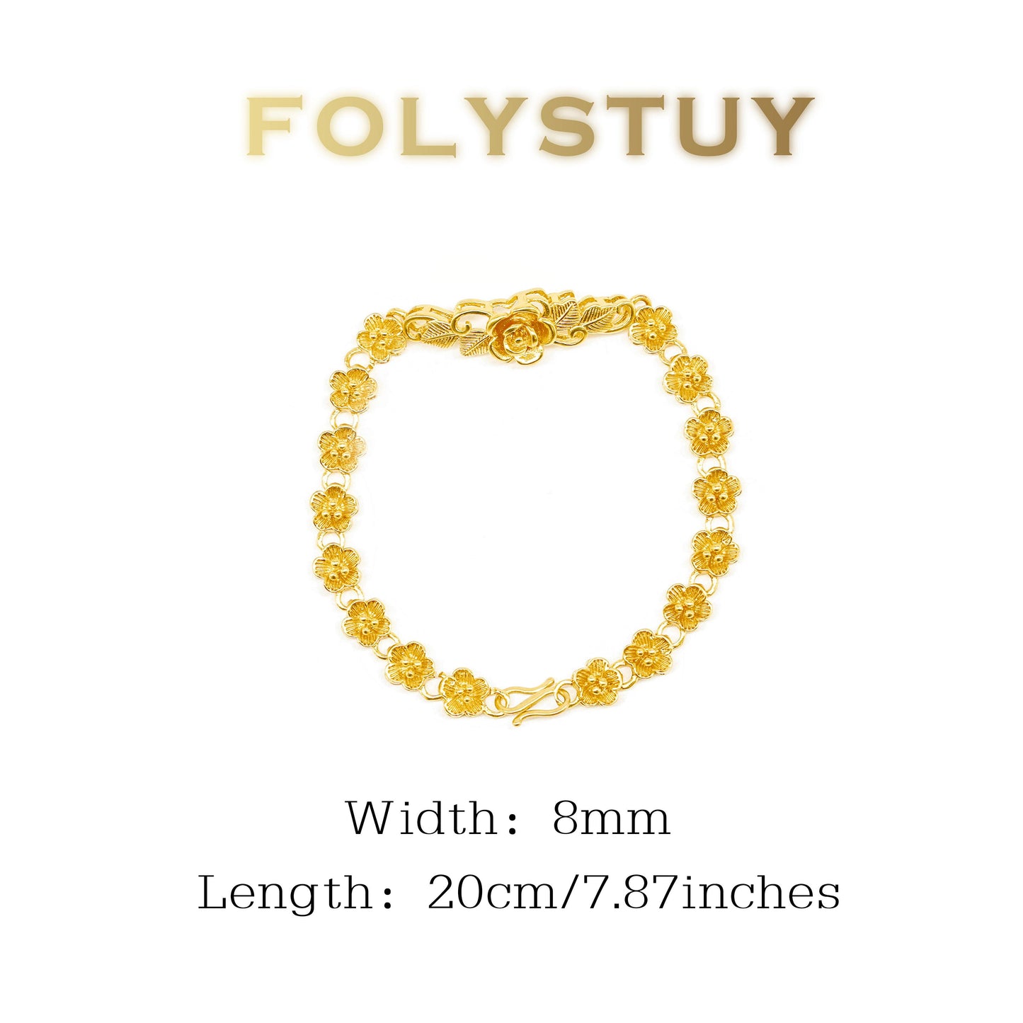 【FOLYSTUY (YNW10)】24k gold filled Elegant Flower Bracelet