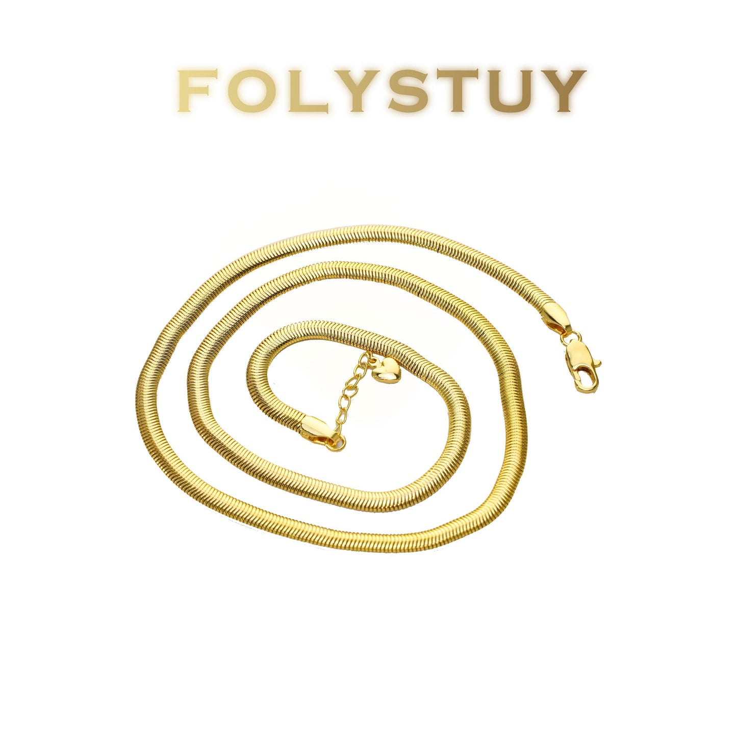 【FOLYSTUY (Y142)】24k gold filled Snake Bone Necklace