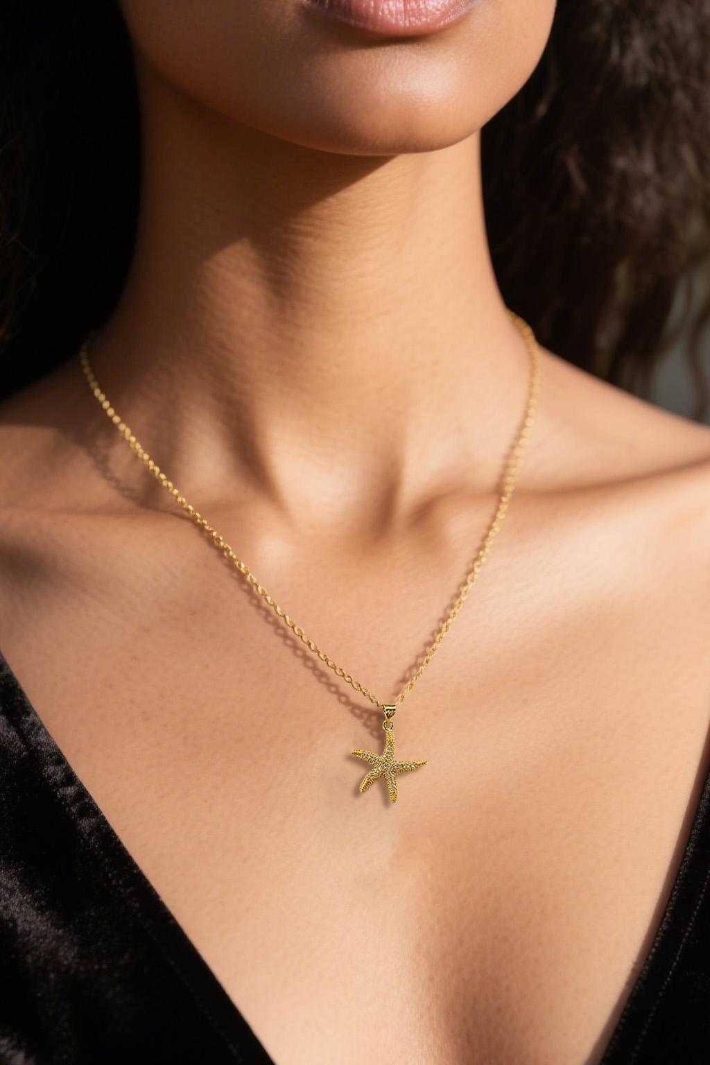 【FOLYSTUY (K137) 】24k gold filled Exquisite Starfish Pendant