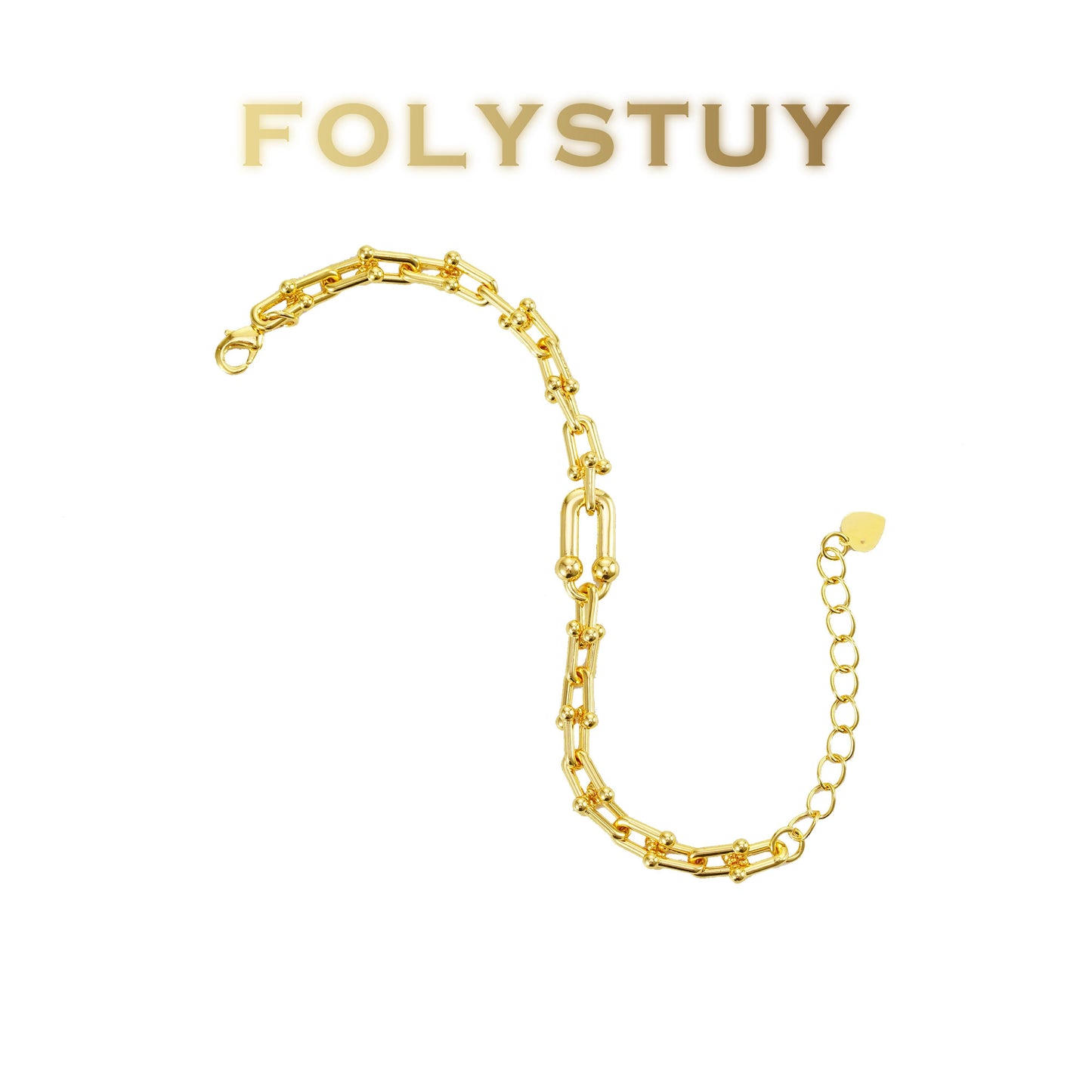 【FOLYSTUY (Y126)】24k gold filled Paperclip Chain Link Necklace Set