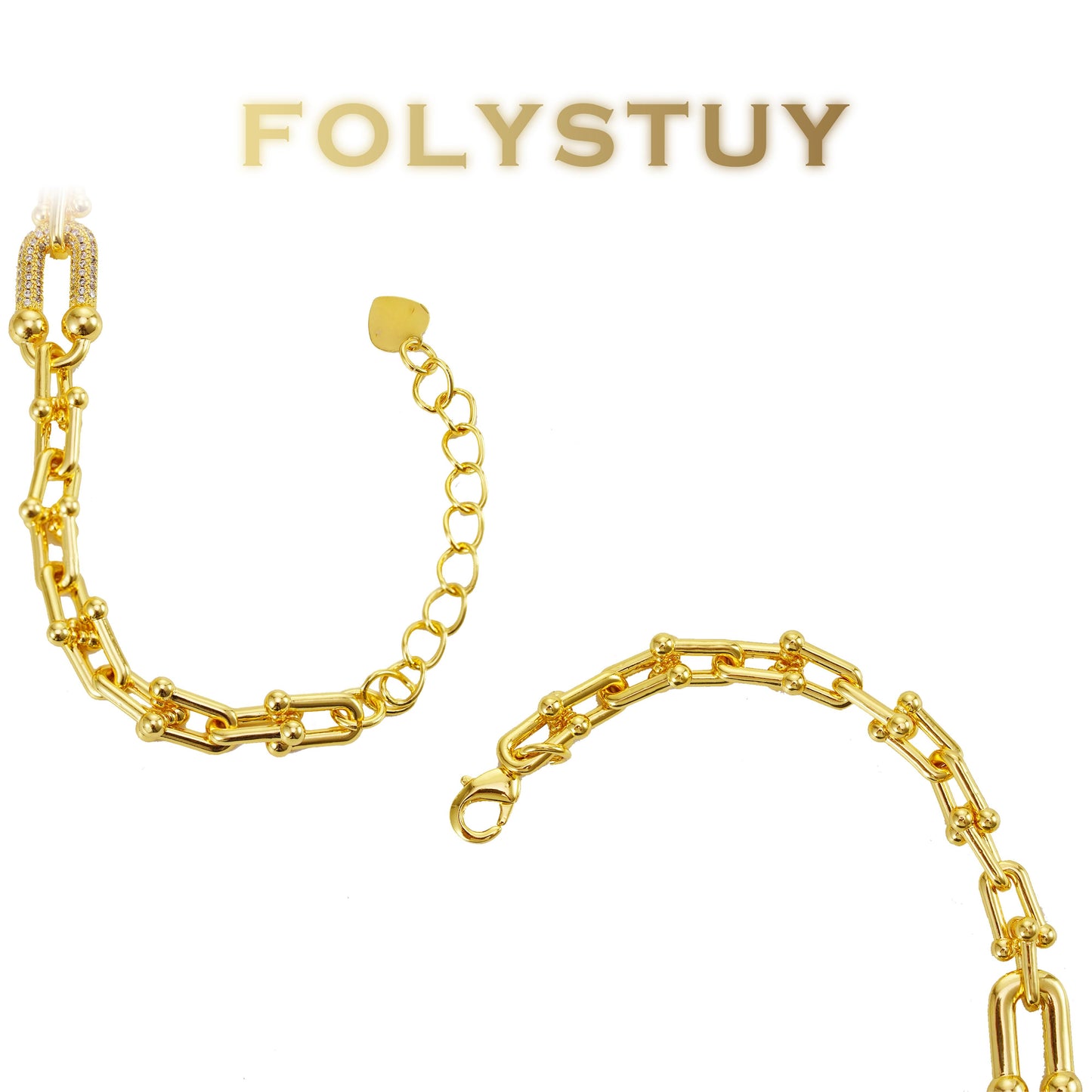 【FOLYSTUY (W153)】24k gold filled Paperclip Bracelet