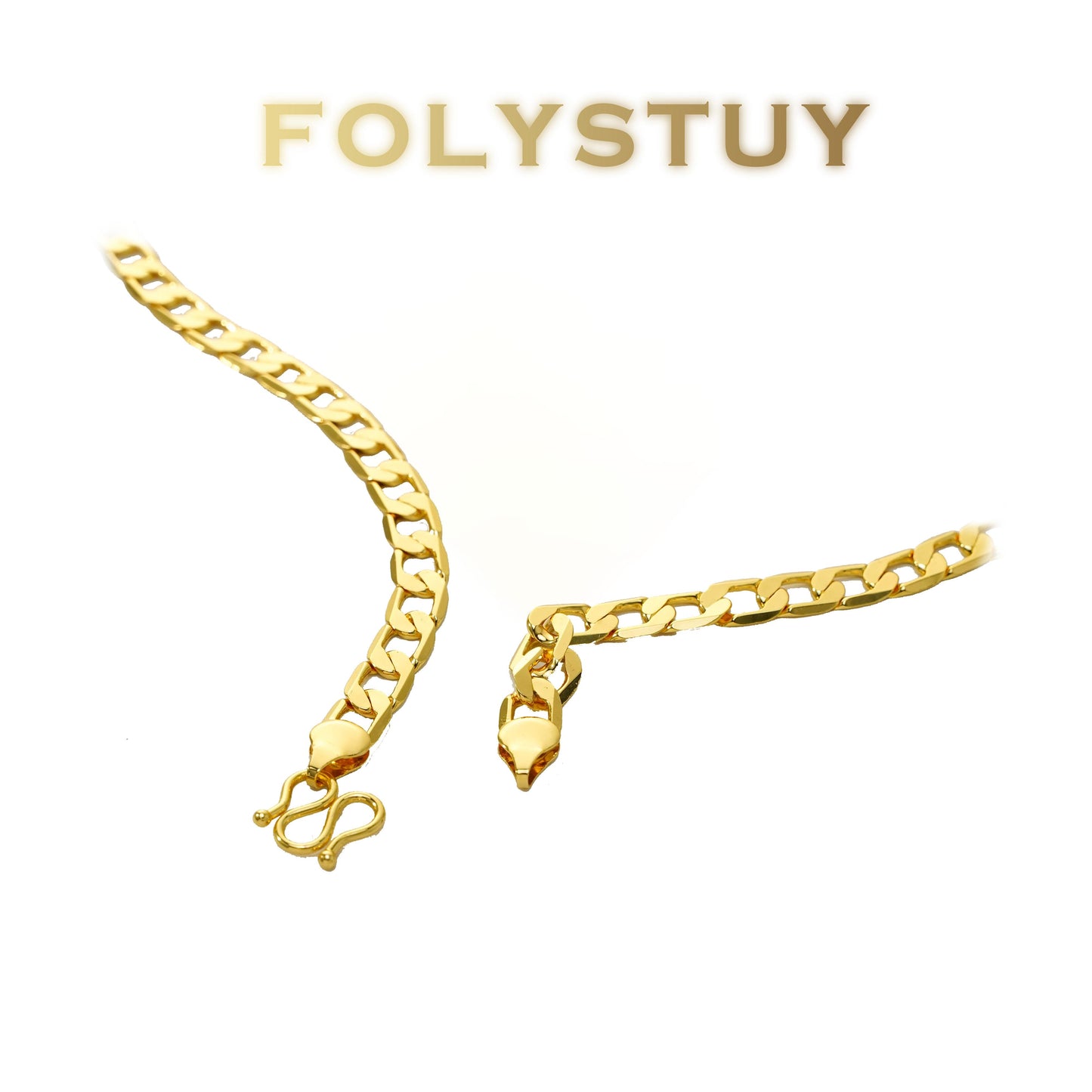 【FOLYSTUY (Y139)】24k gold filled Plain Cuban Chain Necklace