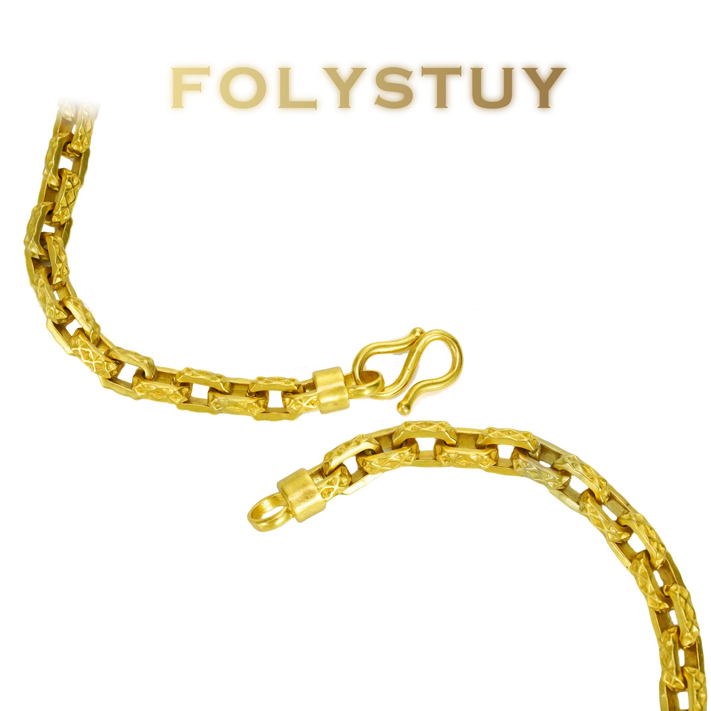 【FOLYSTUY (YNW05)】24k gold filled Embossed O-link Bracelet