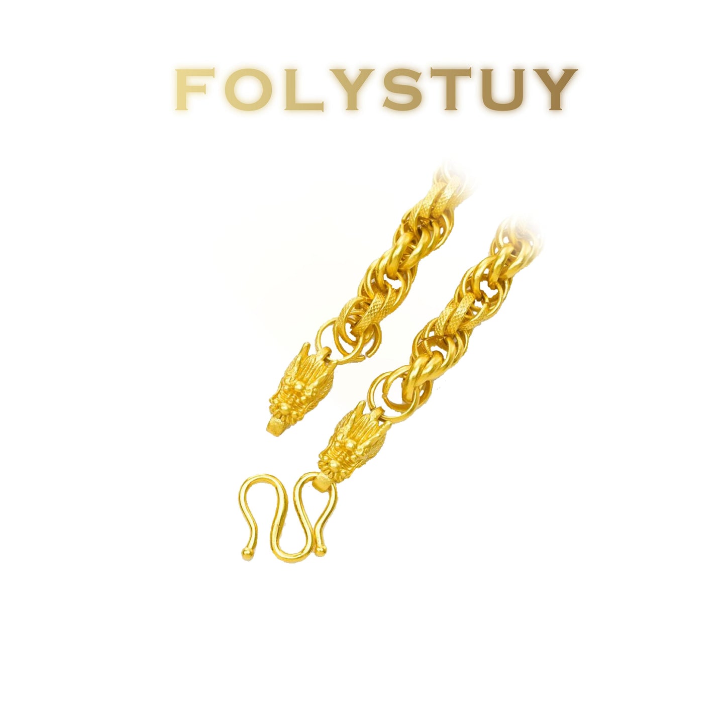 【FOLYSTUY(YNY10)】24k gold filled Dragon Bone Twisted Necklace