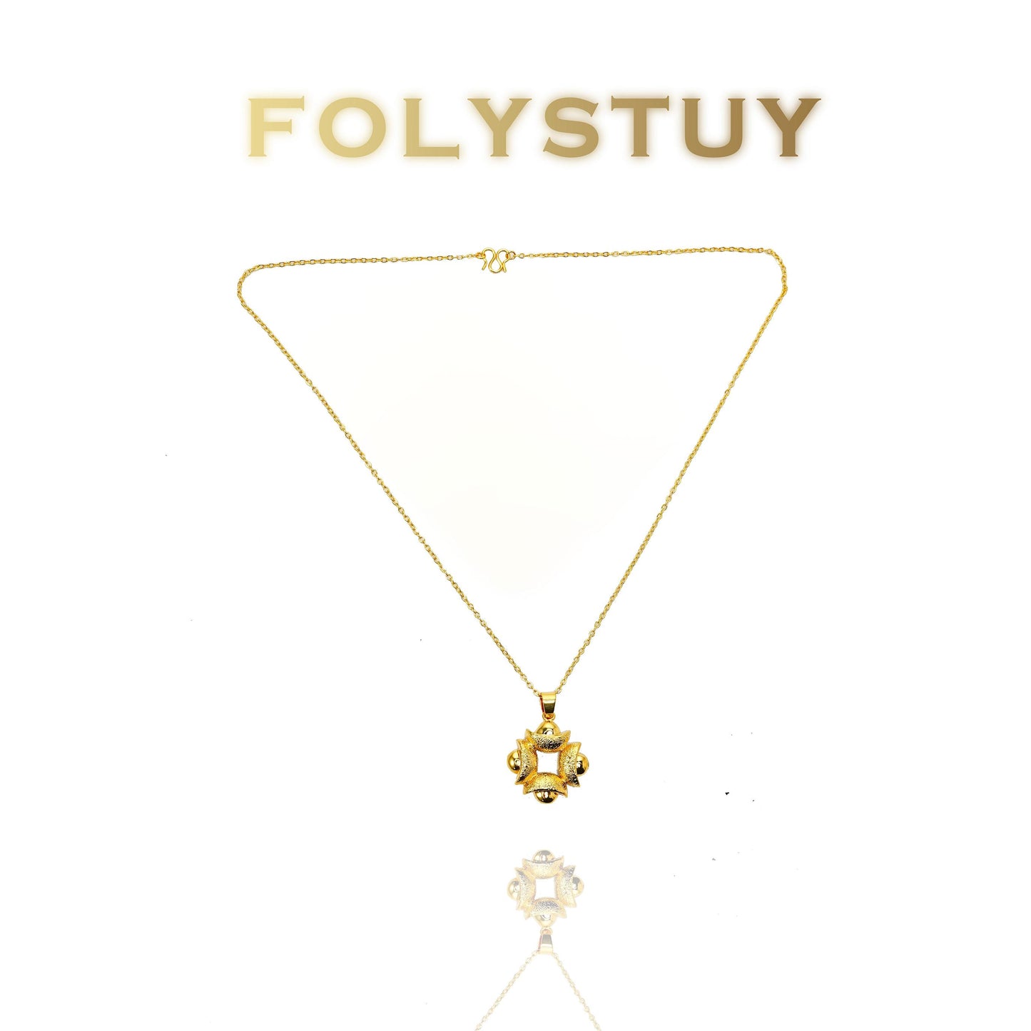 【FOLYSTUY (K138)】24k gold filled Yuanbao Flower Pendant