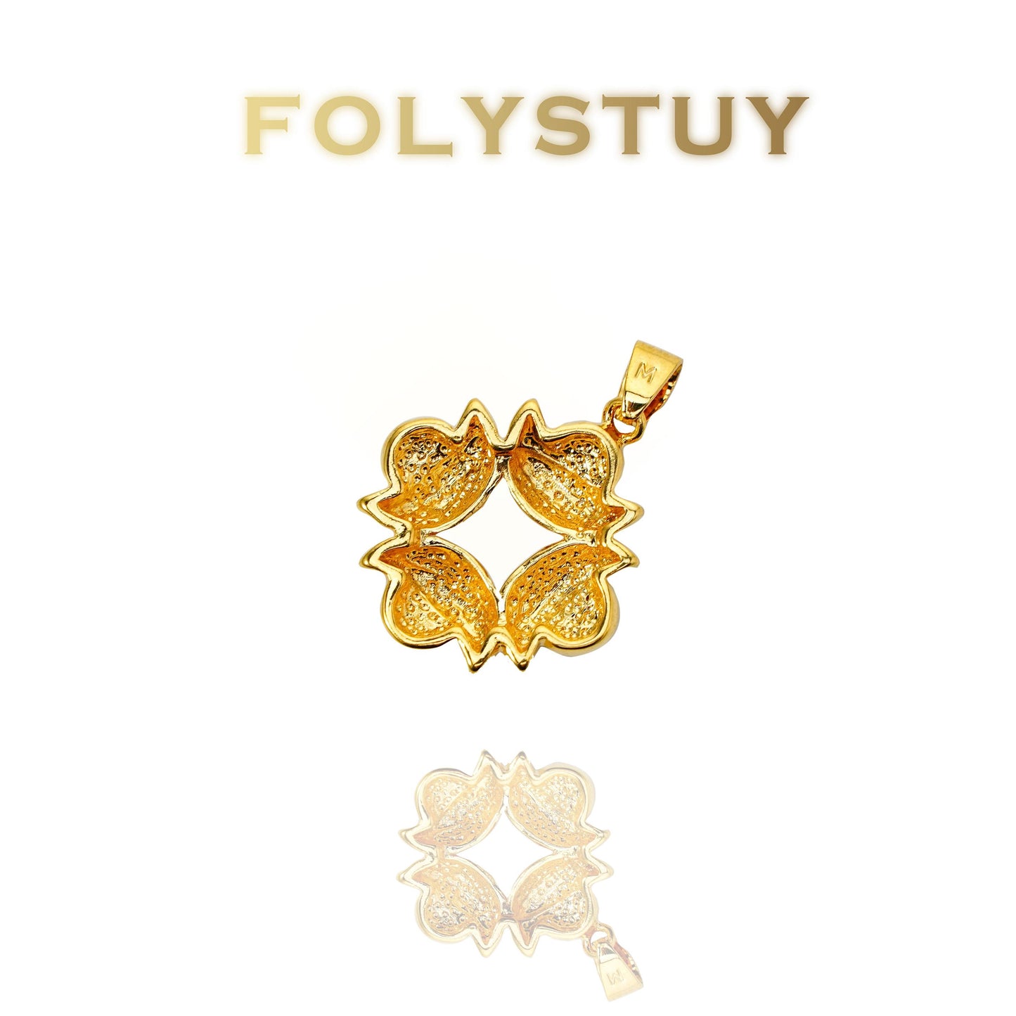 【FOLYSTUY (K138)】24k gold filled Yuanbao Flower Pendant