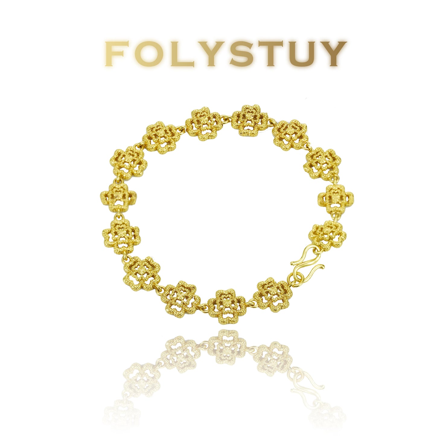 【FOLYSTUY (YNW11)】24k gold filled Clover Bracelet