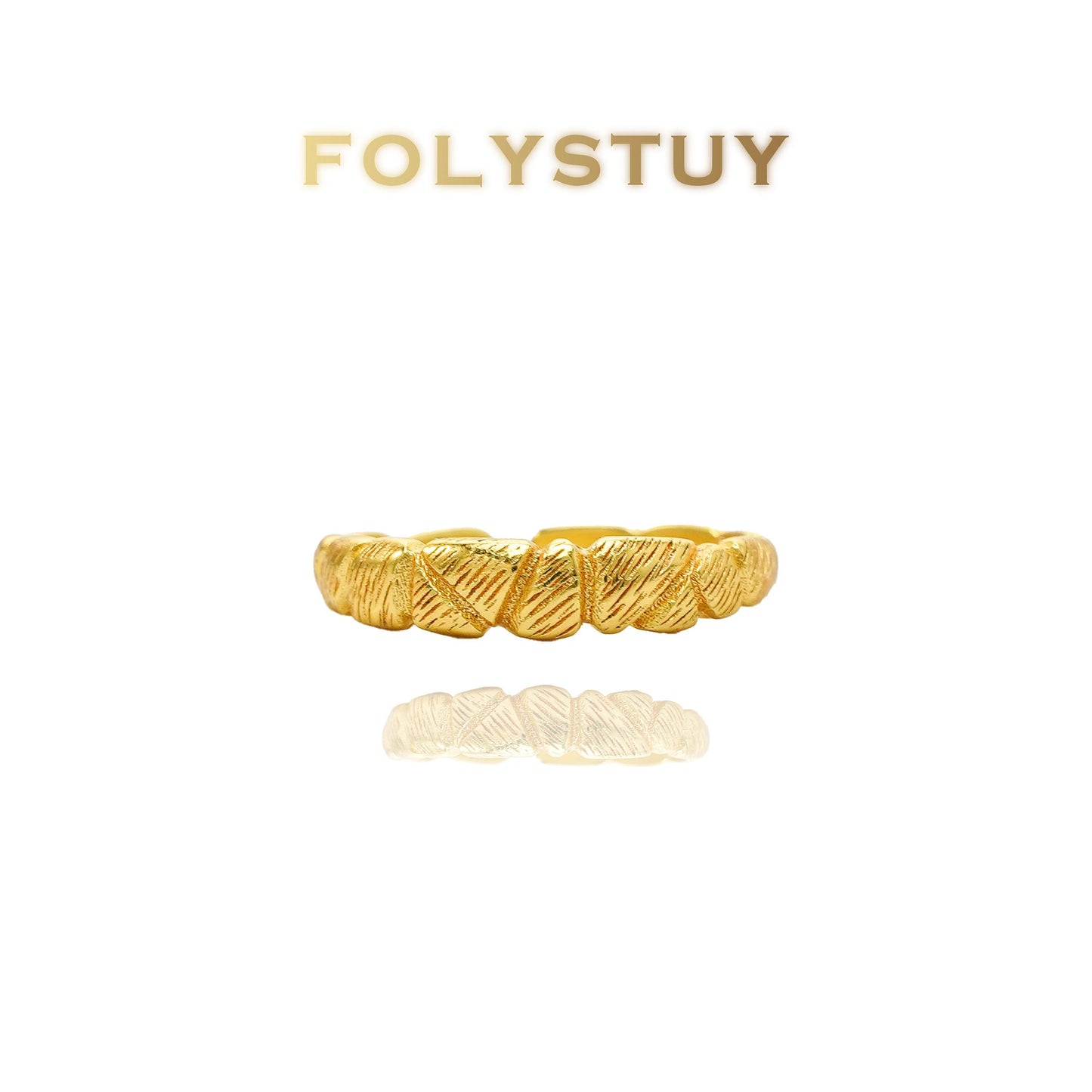 【FOLYSTUY(YNZ46)】24k gold filled Exquisite Artistic Pulled Flower Ring
