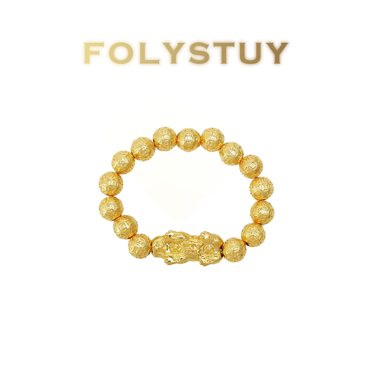 【FOLYSTUY(W178)】24k gold filled PiXiu coin bead bracelet
