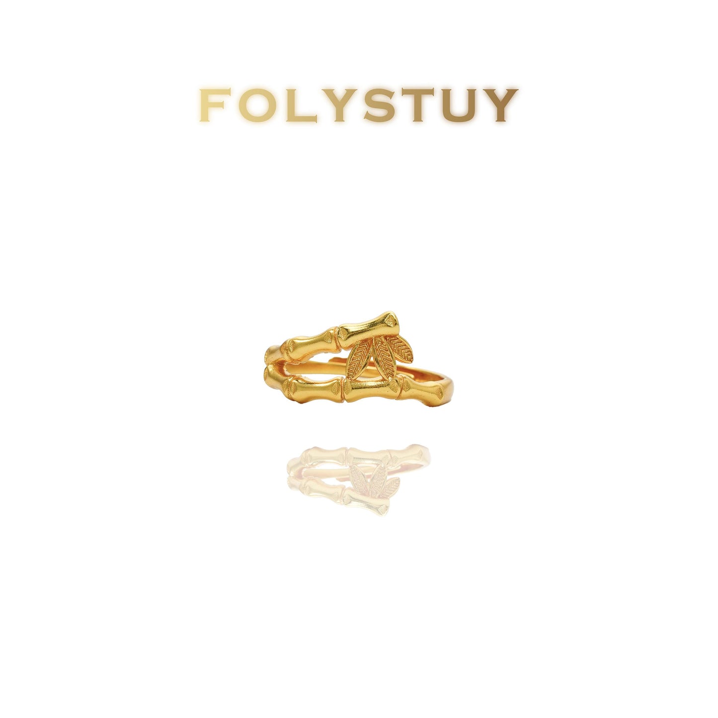 【FOLYSTUY(YNZ56)】24k gold filled Elegant Bamboo - Inspired Ring