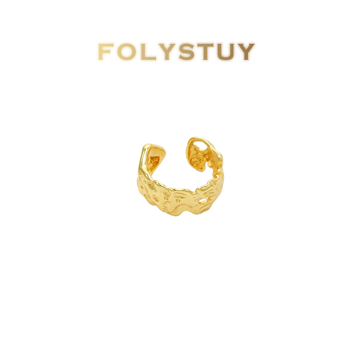 【FOLYSTUY(YNZ45)】24k gold filled Mesmerizing Liquid Cuban Rock Ring
