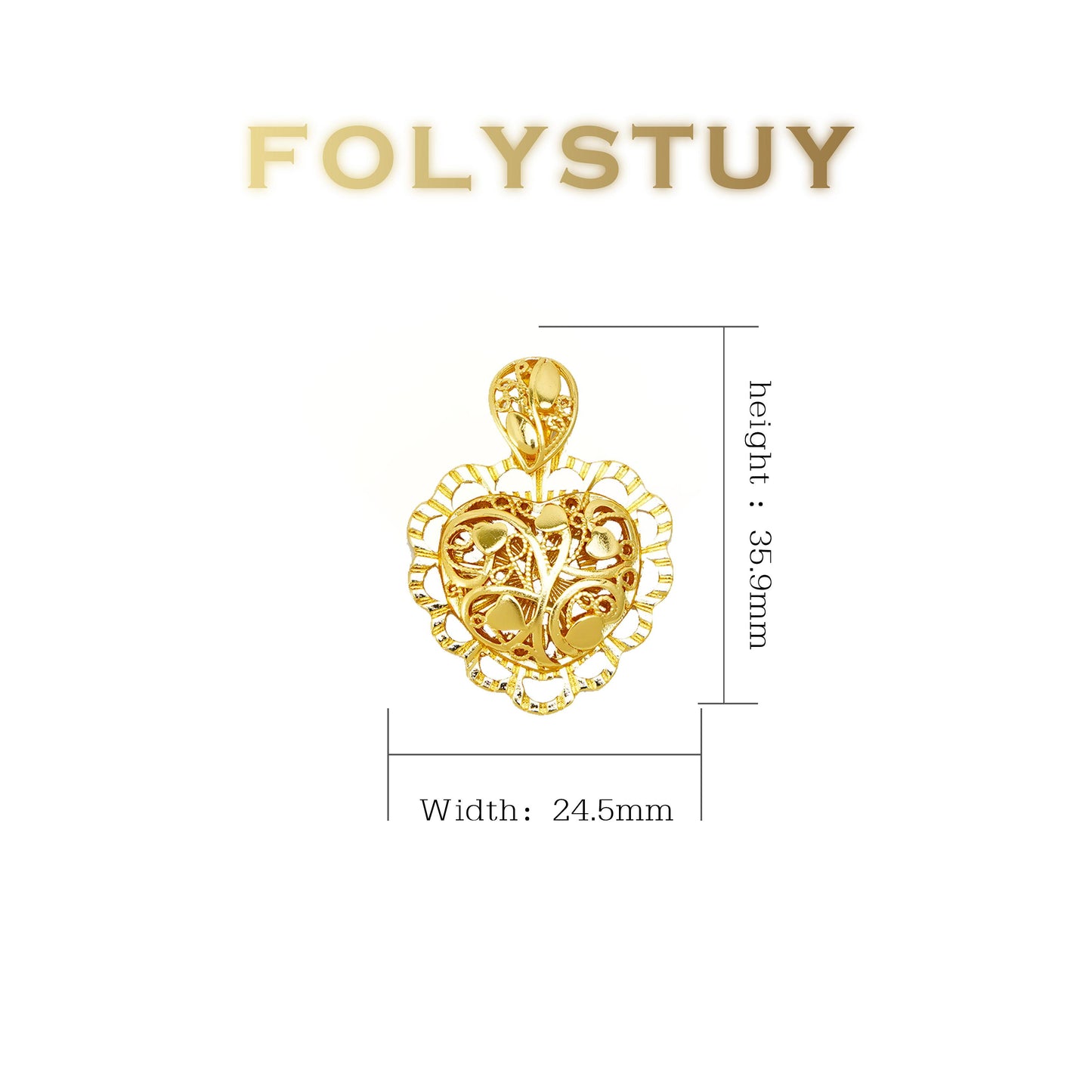FOLYSTUY(K146) 24k gold filled Love bud pendant