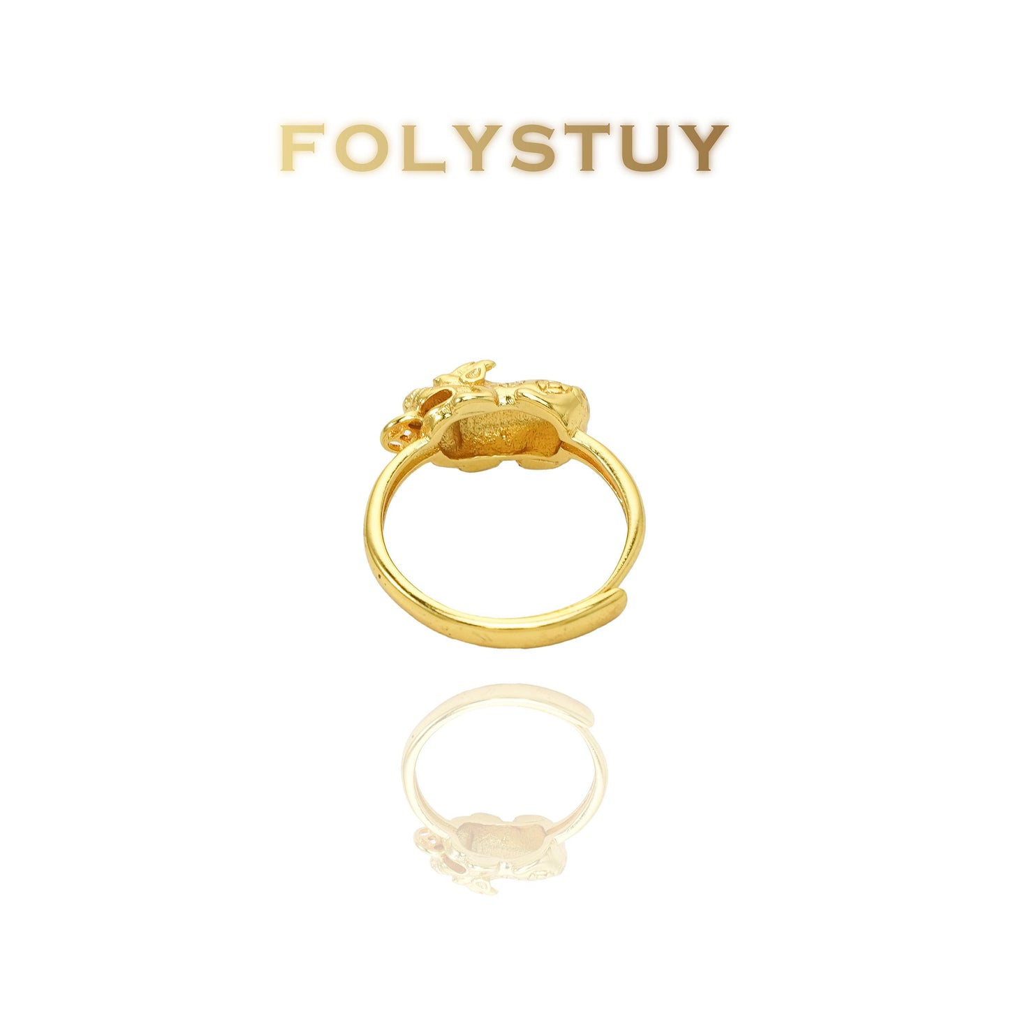 【FOLYSTUY(YNZ53)】24k gold filled Exquisite Coin & Pixiu Ring