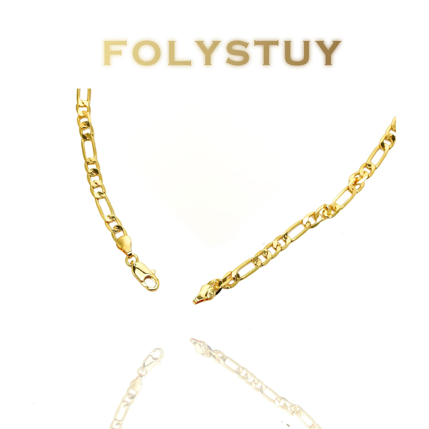 【FOLYSTUY (Y127)】24k gold filled Figaro Necklace