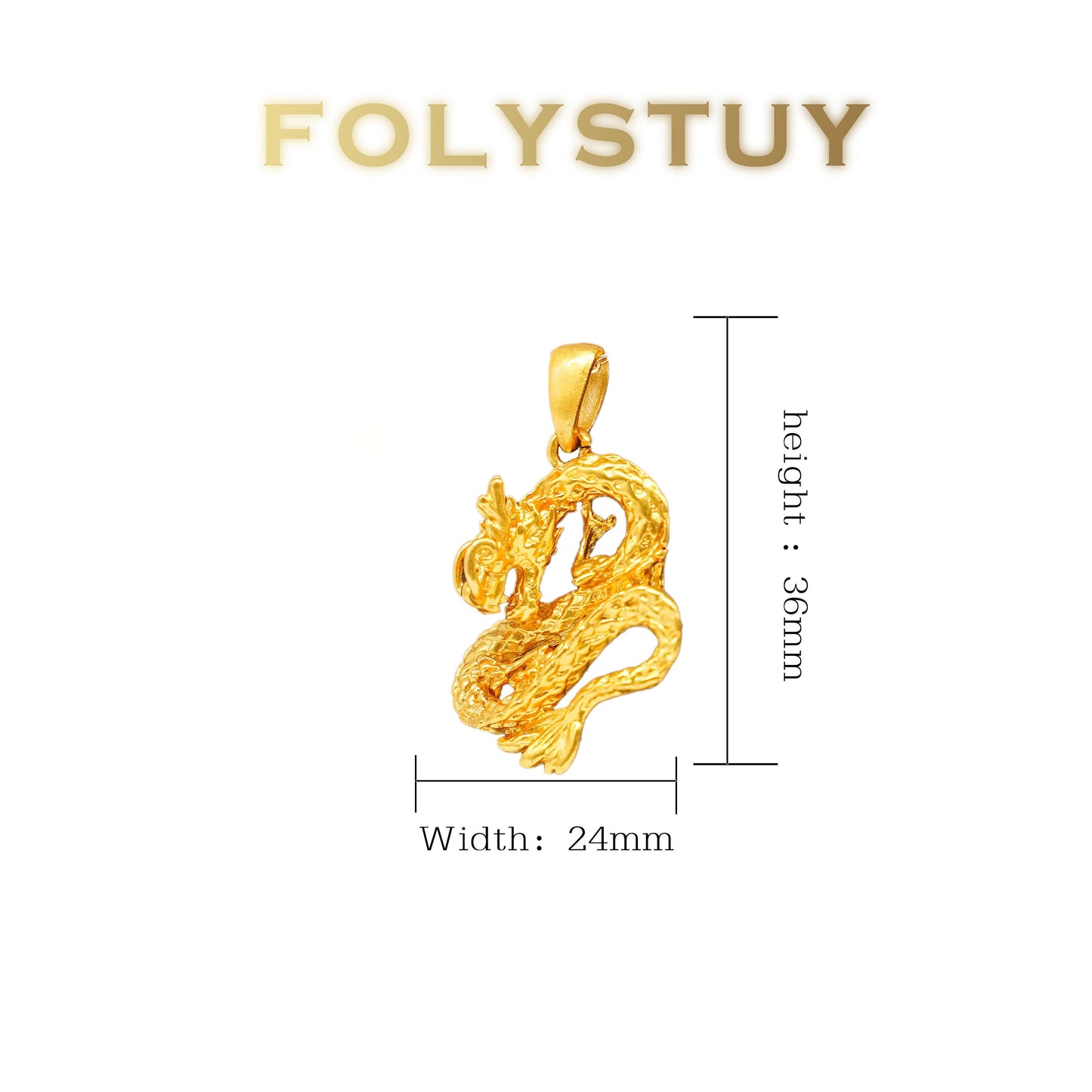 【FOLYSTUY (YNK01)】24k gold filled Dragon Pendant with chain-Buy 1 get 4 gift
