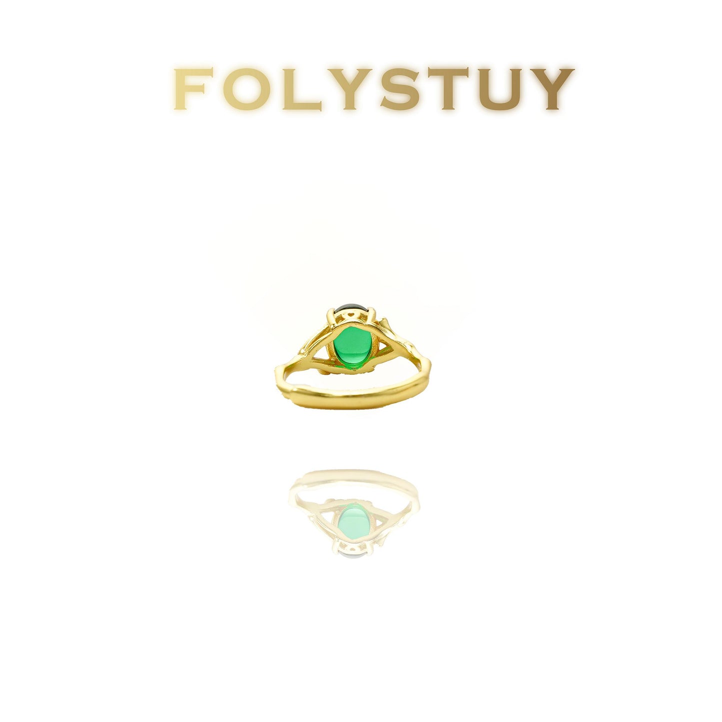 【FOLYSTUY(YNZ52)】24k gold filled Stunning Evil - Eye - Inspired Ring with Green Gemstone
