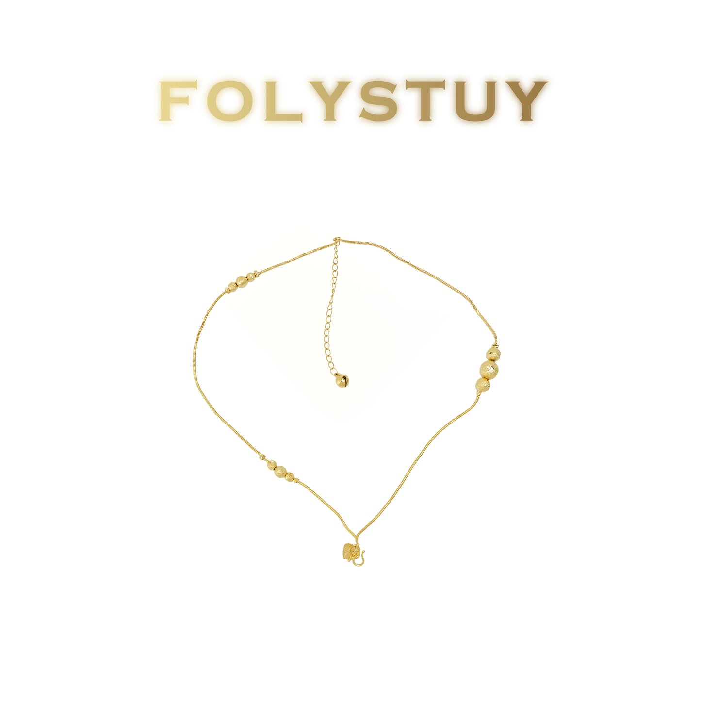 【FOLYSTUY(W176)】24k gold filled Snake bone + bead double-layer anklet (can be used as a bracelet)
