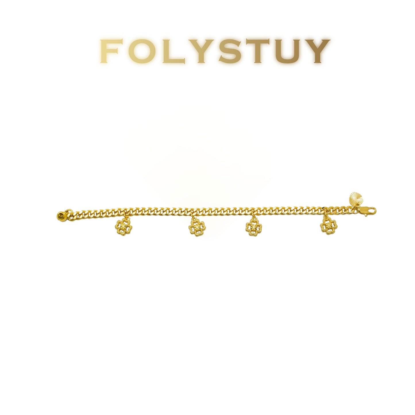 【FOLYSTUY (W163)】24k gold filled Cuban four-leaf clover bracelet