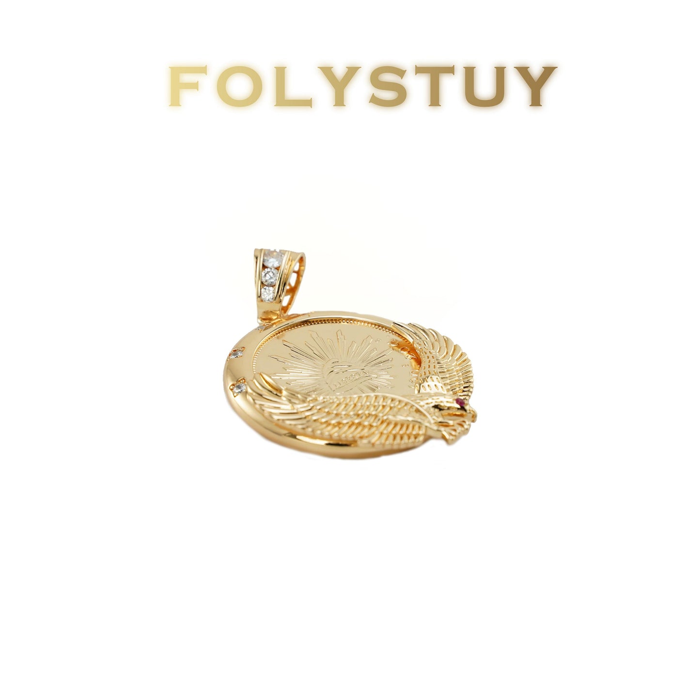 FOLYSTUY(K143) 24k gold filled Eagle's Hold Pendant