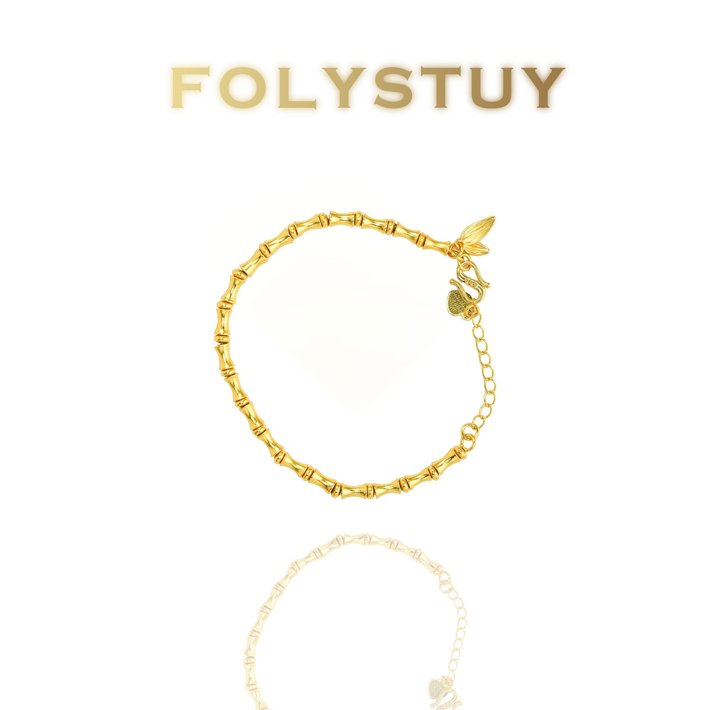 【FOLYSTUY(W40)】24k gold filled Elegant Bamboo Joint Hand Chain