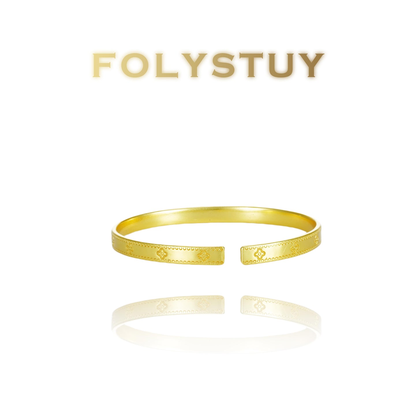 【FOLYSTUY (YNT06)】24k gold filled 4-Clover Bangle
