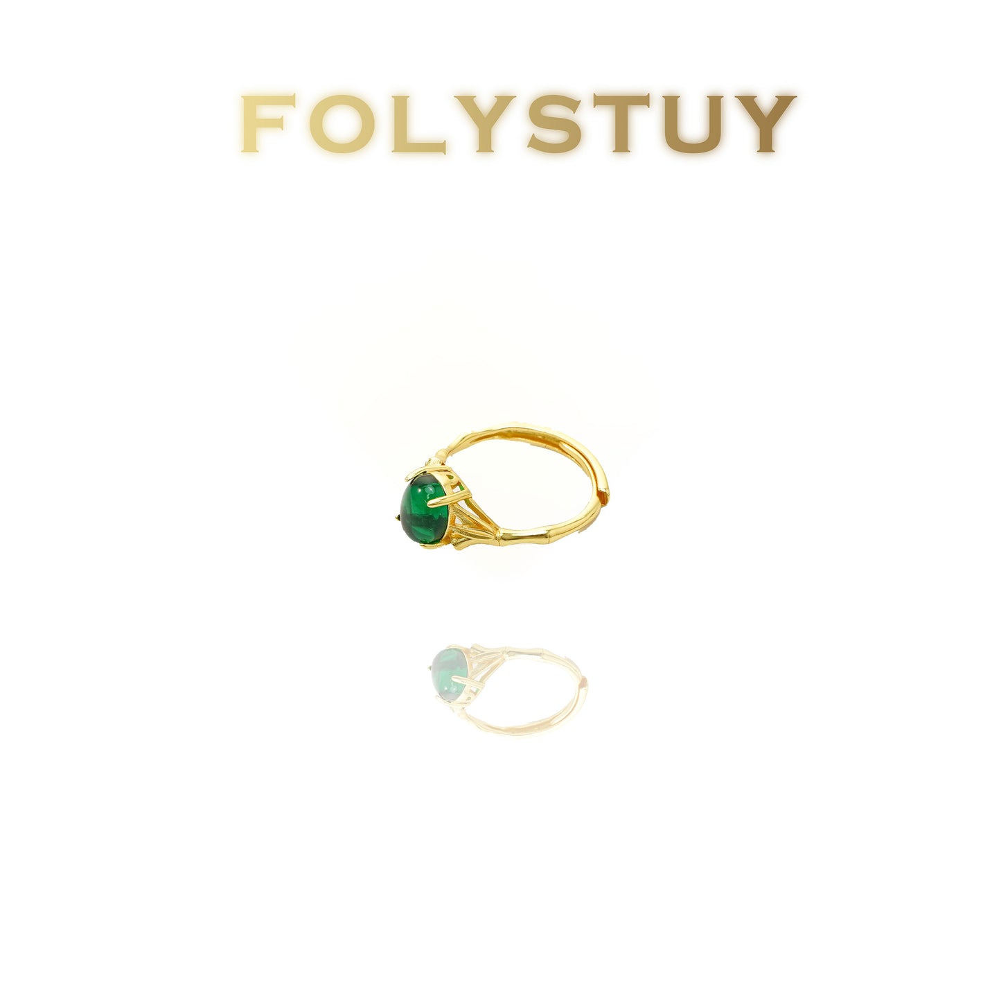 【FOLYSTUY(YNZ52)】24k gold filled Stunning Evil - Eye - Inspired Ring with Green Gemstone