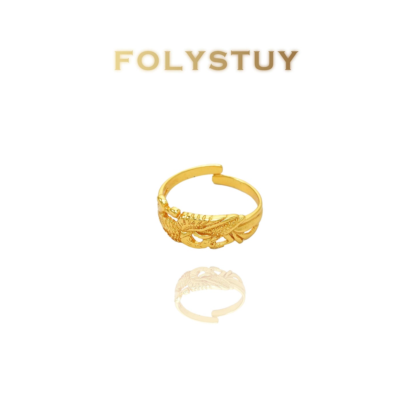 【FOLYSTUY(YNZ49)】24k gold filled Exquisite Dragon and Phoenix Ring