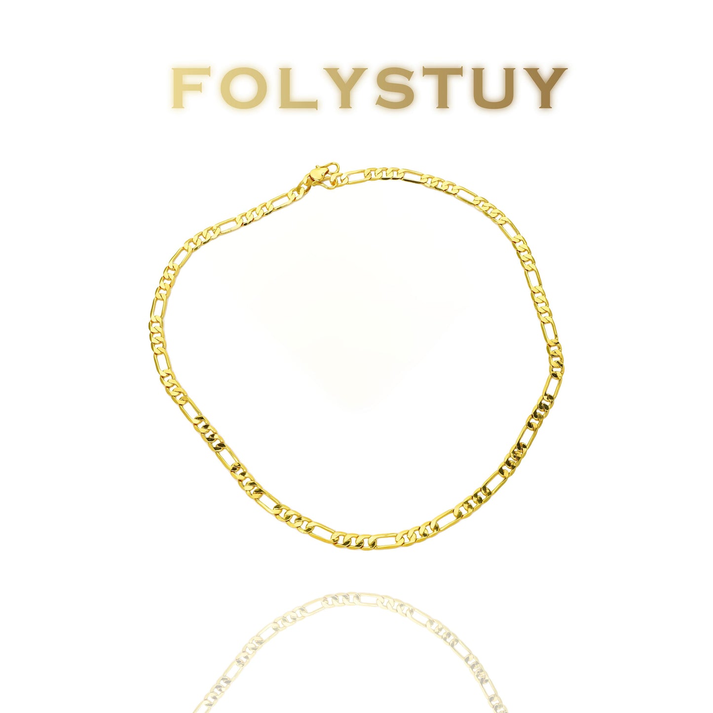 【FOLYSTUY (Y128)】24k gold filled Figaro Necklace