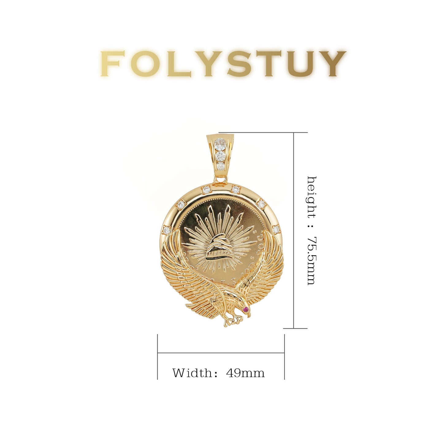 FOLYSTUY(K143) 24k gold filled Eagle's Hold Pendant