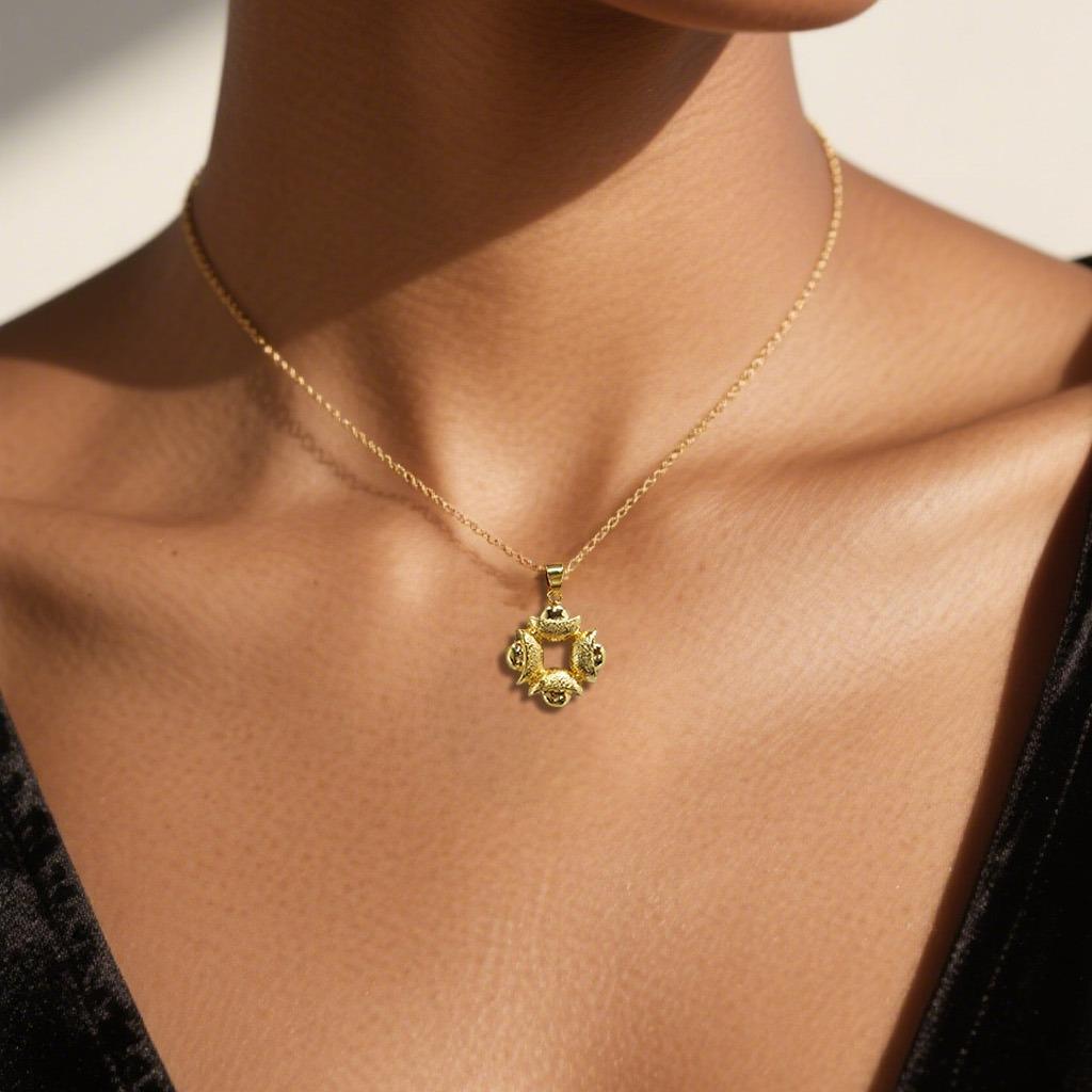【FOLYSTUY (K138)】24k gold filled Yuanbao Flower Pendant