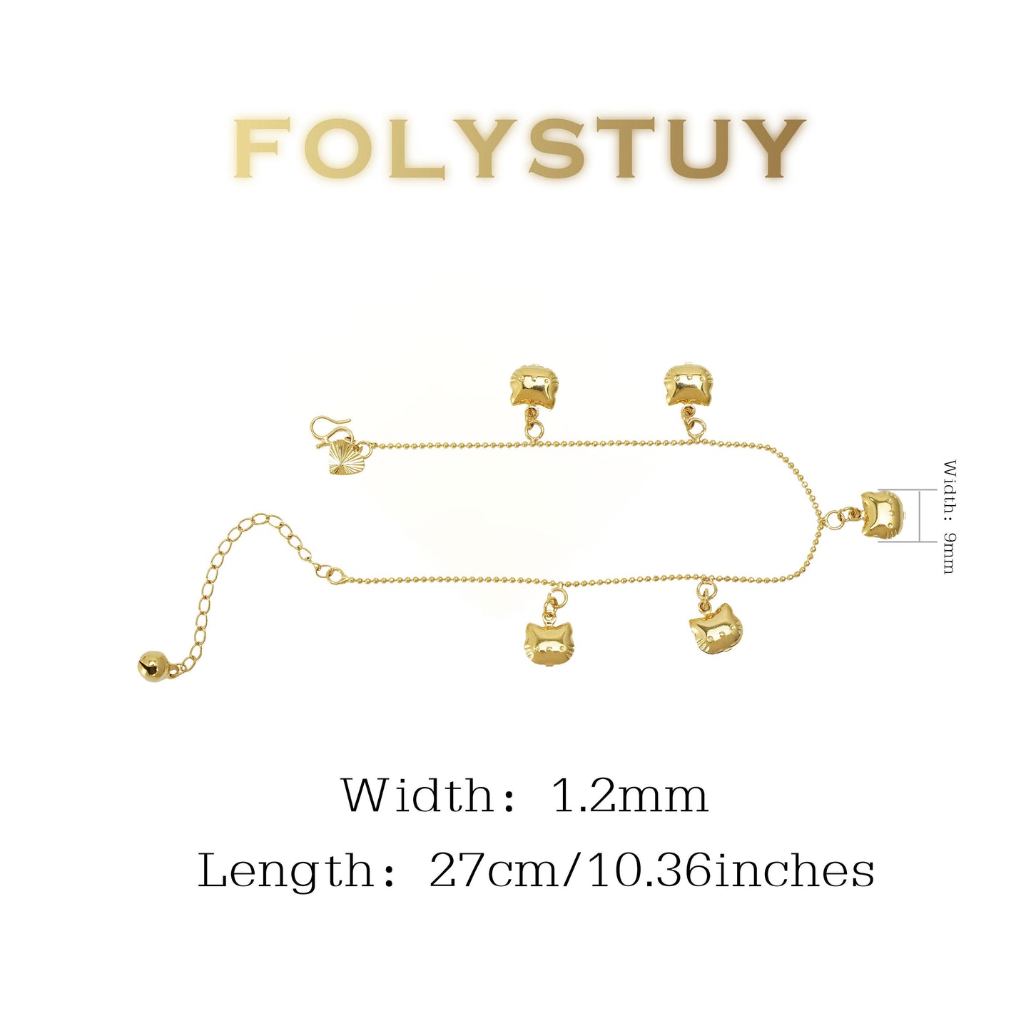 【FOLYSTUY(W177)】24k gold filled Beads cute cat ankle chain (can be used as a bracelet)