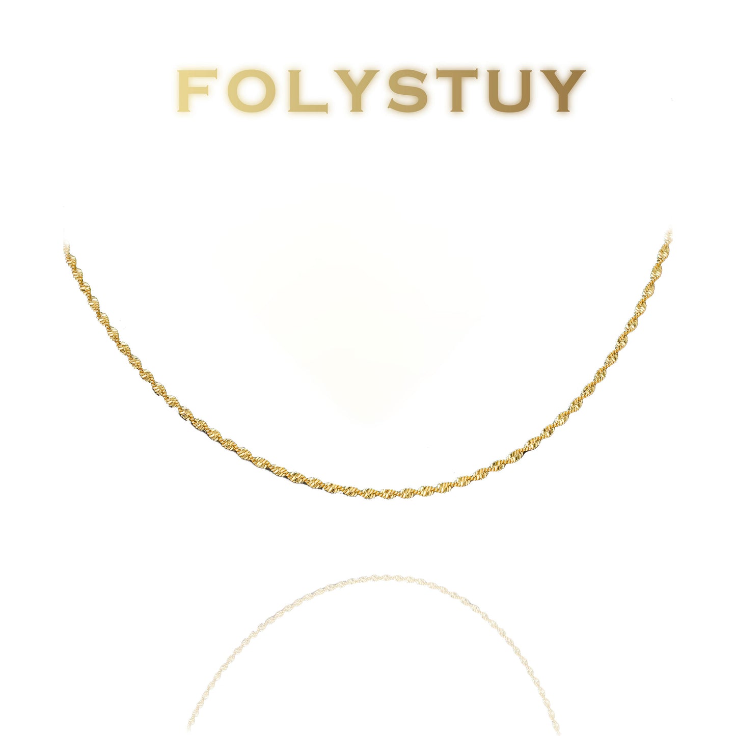 【FOLYSTUY(Y140)】 24k gold filled Rippling Waterwave Necklace
