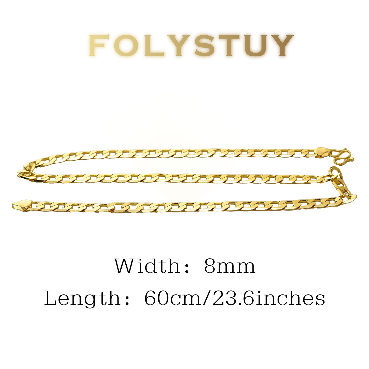 【FOLYSTUY (Y139)】24k gold filled Plain Cuban Chain Necklace