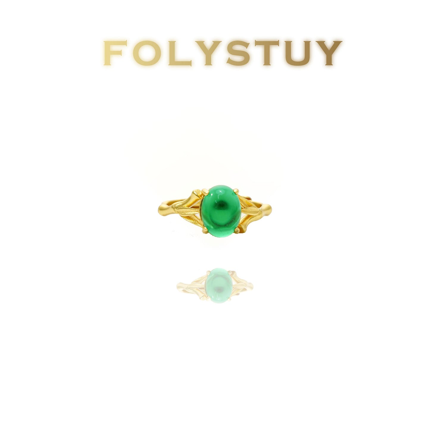 【FOLYSTUY(YNZ52)】24k gold filled Stunning Evil - Eye - Inspired Ring with Green Gemstone
