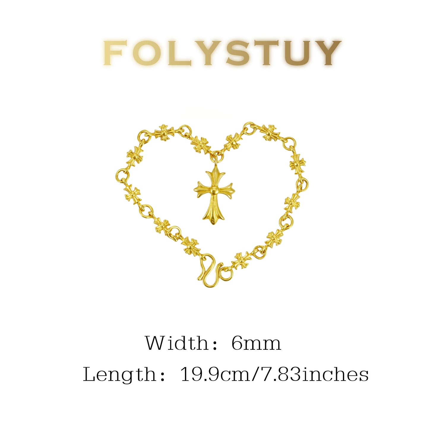 【FOLYSTUY (YNW13)】24k gold filled Cross Bracelet Fashion Unisex Bracelet