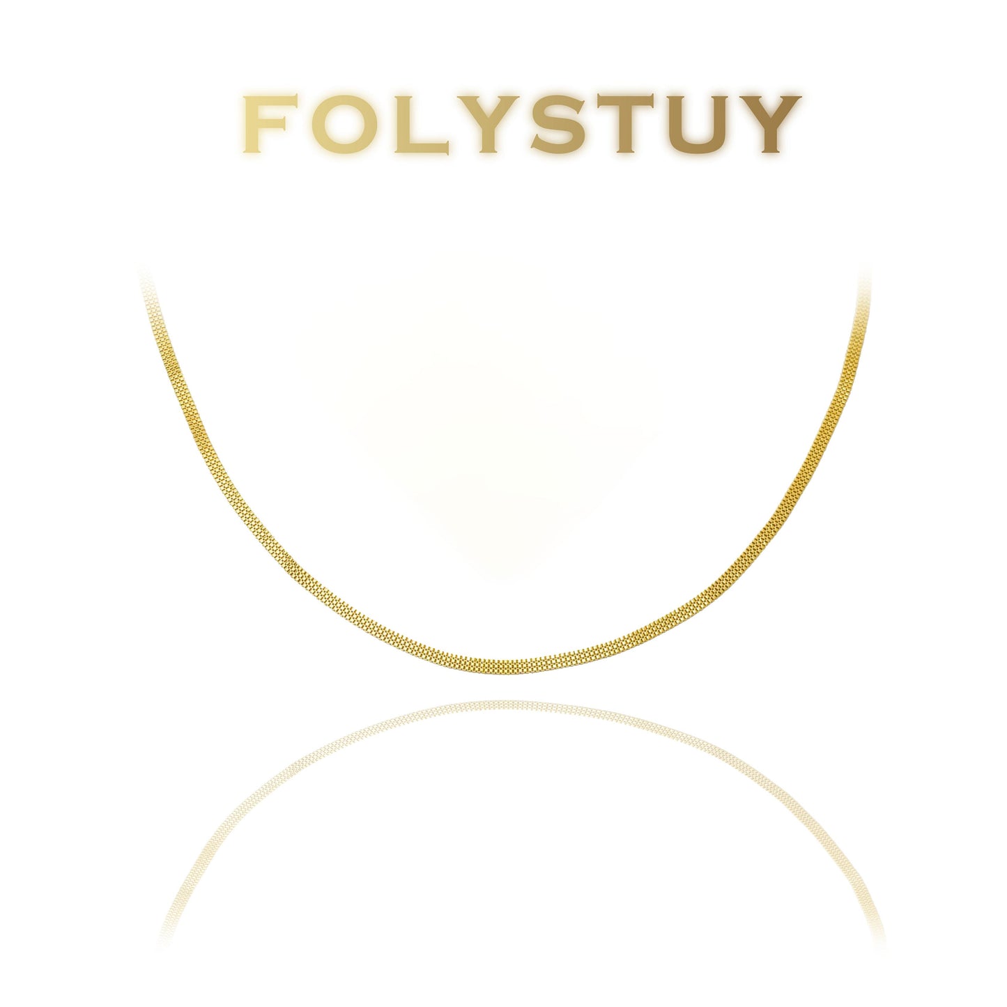 【FOLYSTUY (Y147)】24k gold filled 3 rows of box chain flat snake bones