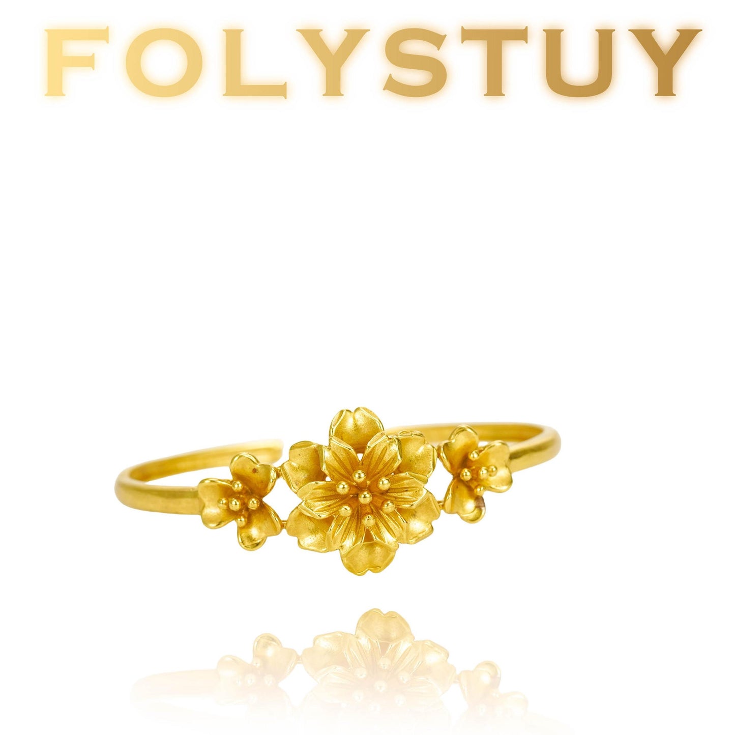FOLYSTUY (YNT01) 24k gold filled Flower Bangle