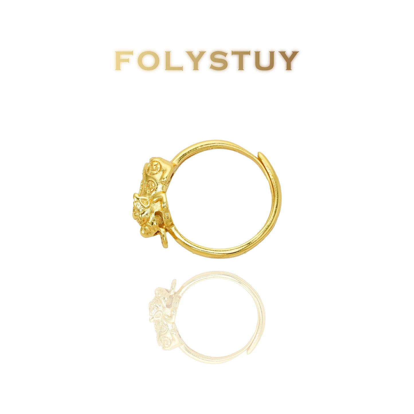 【FOLYSTUY(YNZ53)】24k gold filled Exquisite Coin & Pixiu Ring