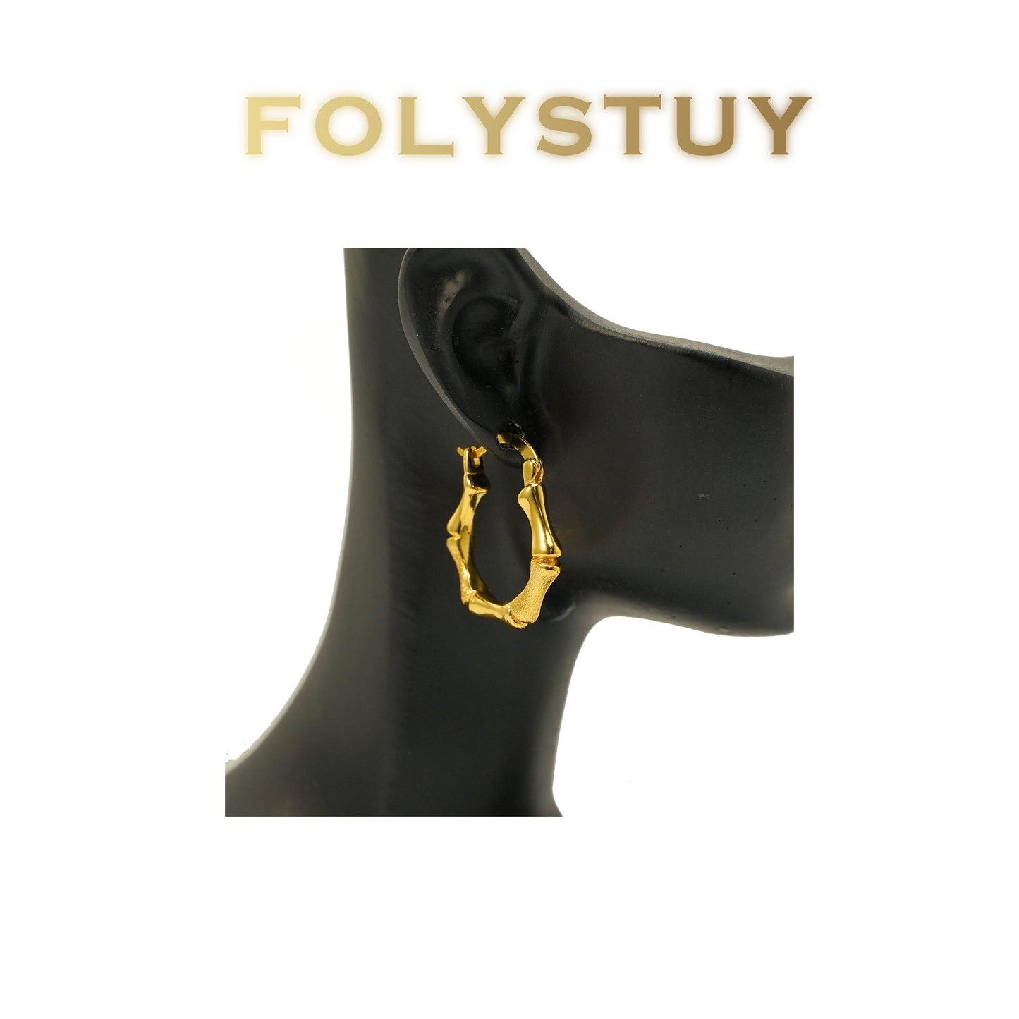 【FOLYSTUY(C45)】24k gold filled Graceful Bamboo Joint Earrings